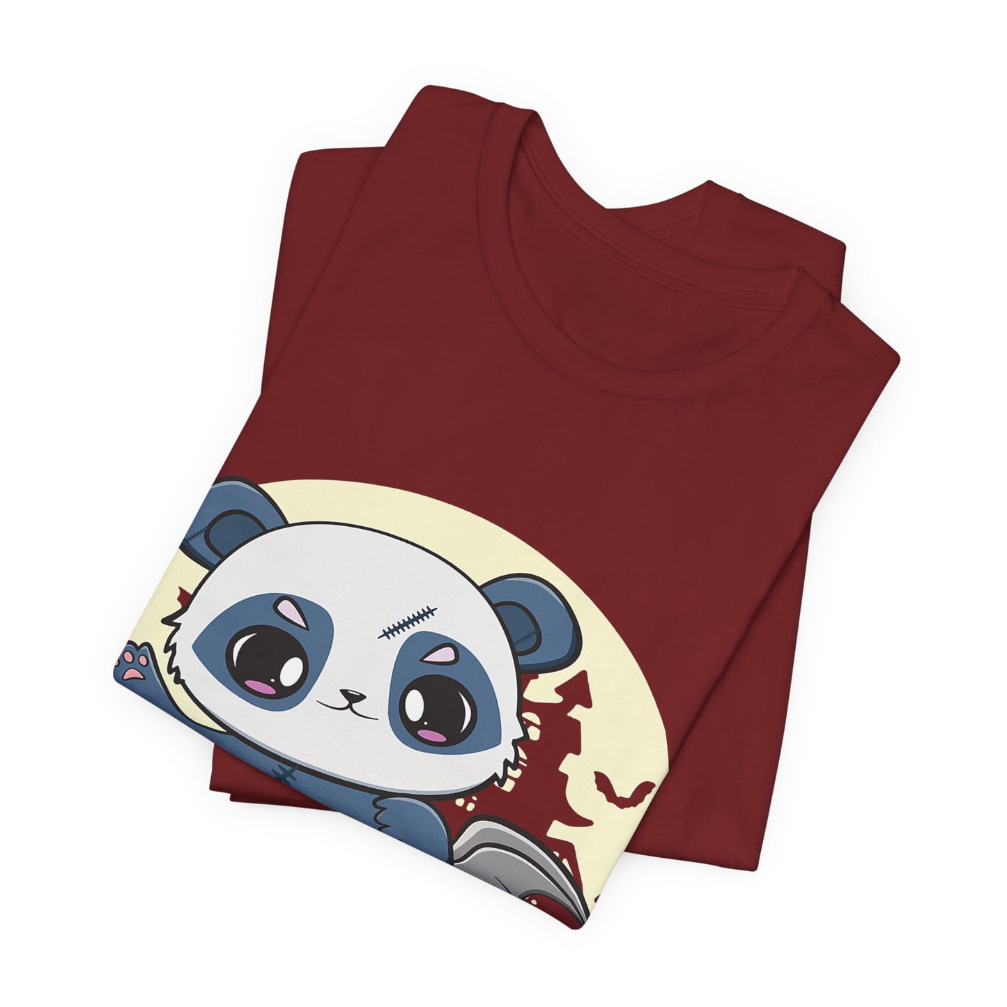 Cute Panda Halloween Tee, Unisex Short Sleeve Shirt, Fun Graphic T-Shirt, Spooky Cute Apparel, Animal Lover Gift