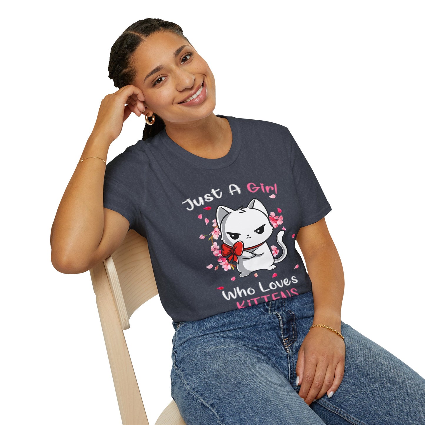 Cute Kittens Graphic Tee, Unisex Softstyle T-Shirt for Cat Lovers, Gift for Birthdays, Valentine's Day, Casual Wear, Animal Lovers