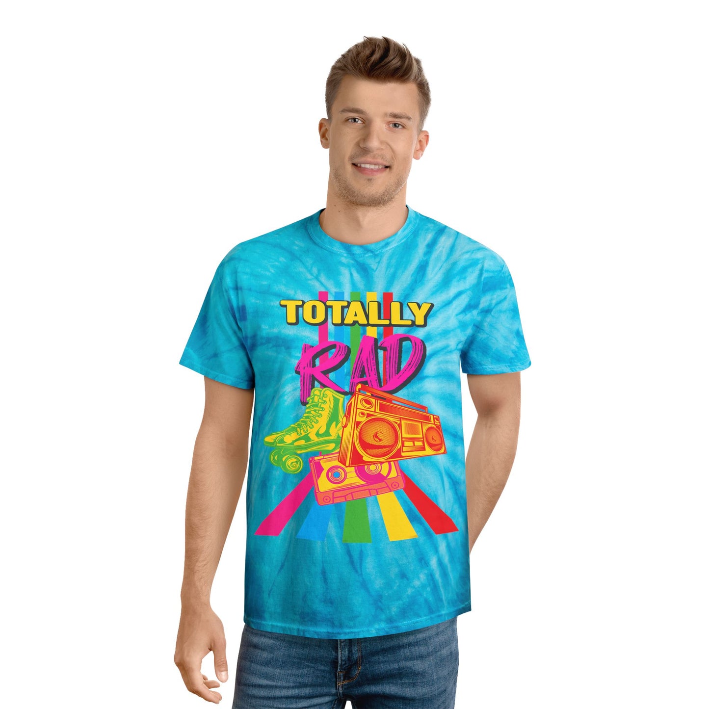 Totally Rad Tie-Dye Tee | Retro 80s Vibe Shirt | Perfect for Summer Festivals, Casual Outfits, Skate Culture, Unique Gift Idea