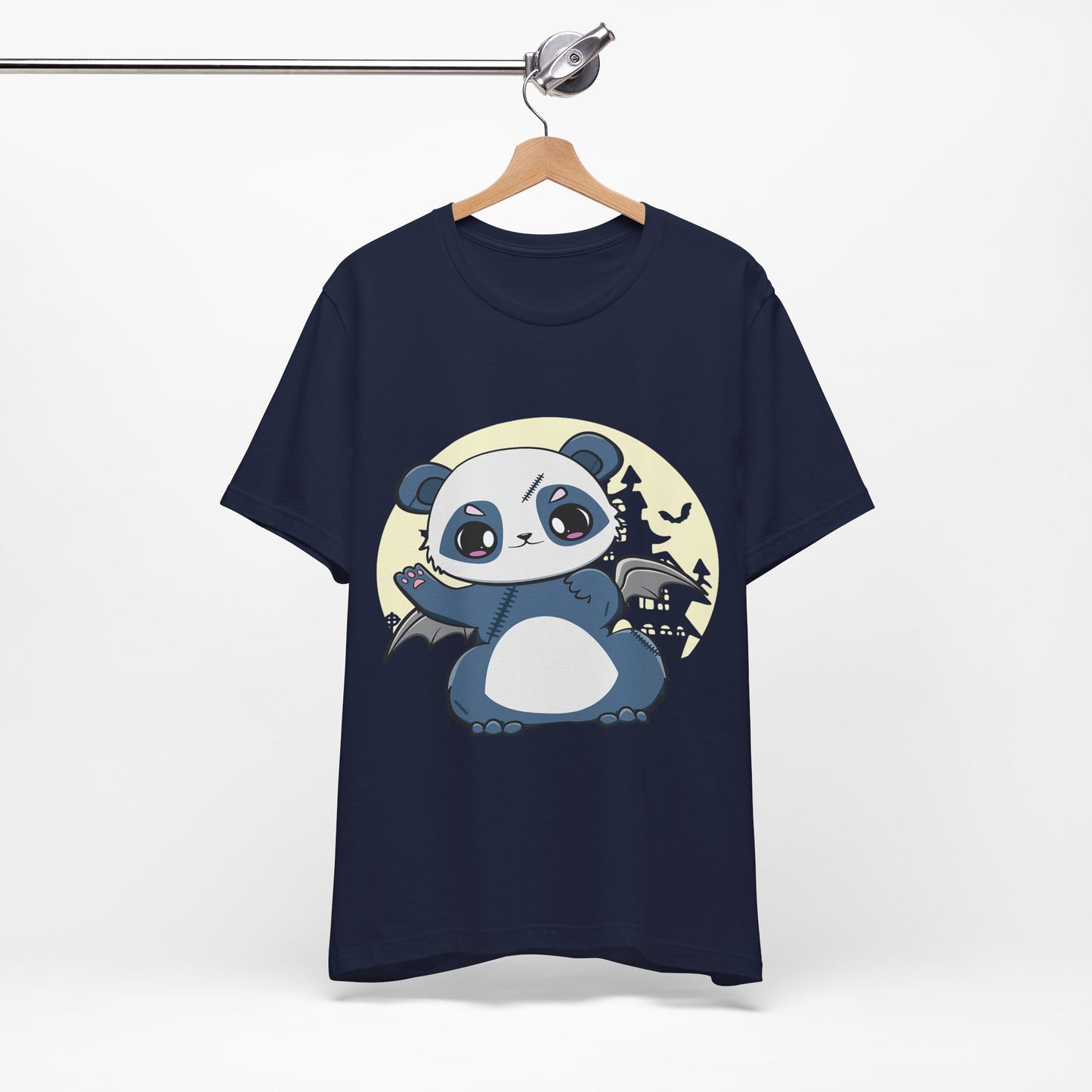 Cute Panda Halloween Tee, Unisex Short Sleeve Shirt, Fun Graphic T-Shirt, Spooky Cute Apparel, Animal Lover Gift