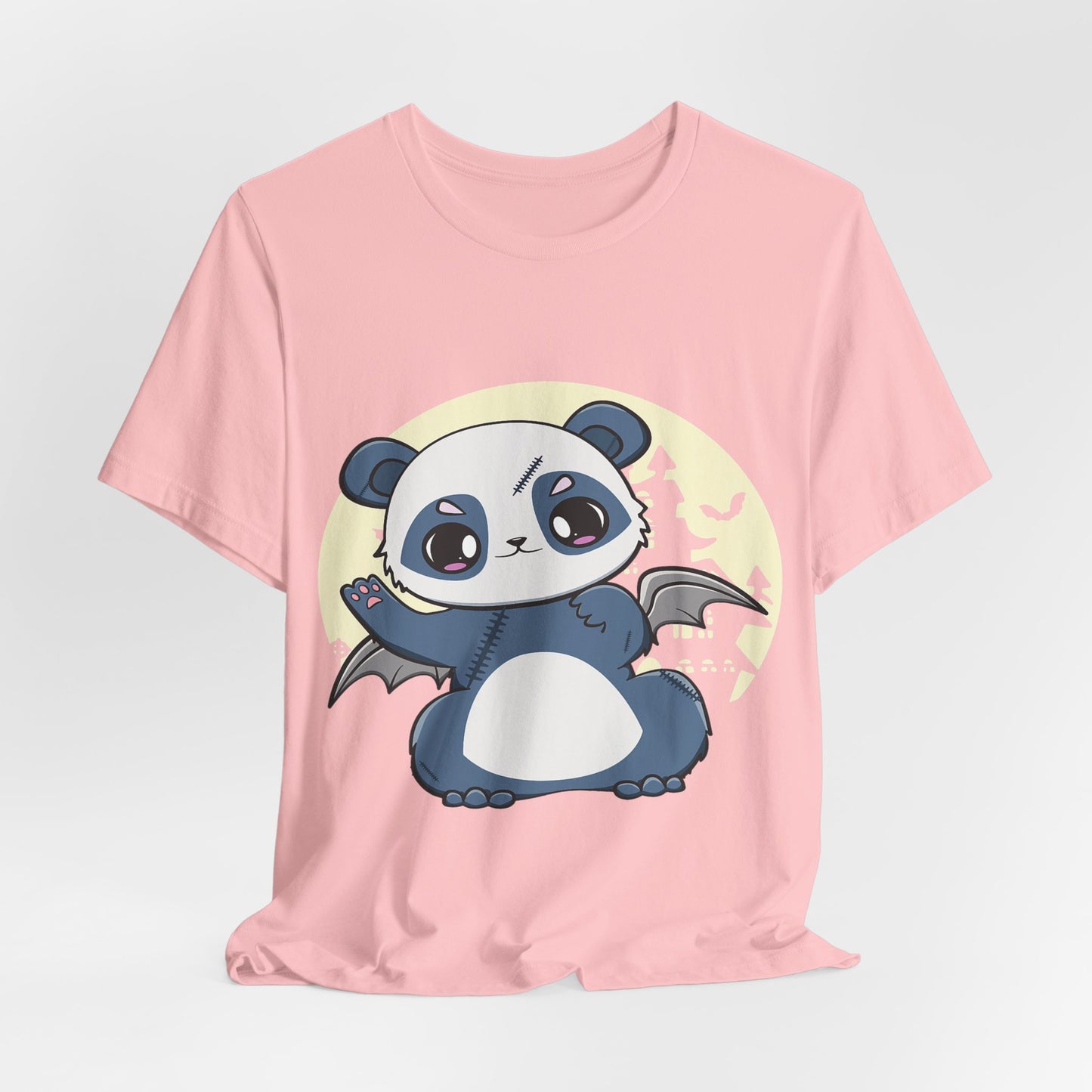 Cute Panda Halloween Tee, Unisex Short Sleeve Shirt, Fun Graphic T-Shirt, Spooky Cute Apparel, Animal Lover Gift