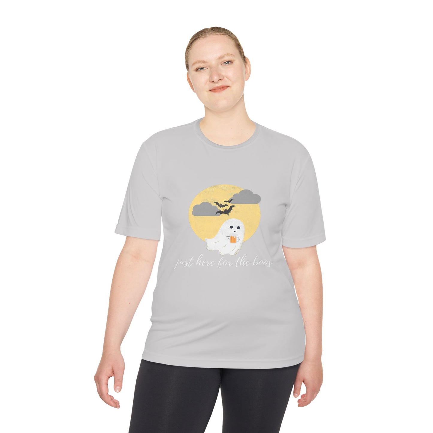 Whimsical Ghost Tee, Unisex Moisture Wicking T-Shirt, Halloween Apparel, Cute Graphic Tee, Fall Fashion, Lightweight Summer Shirt