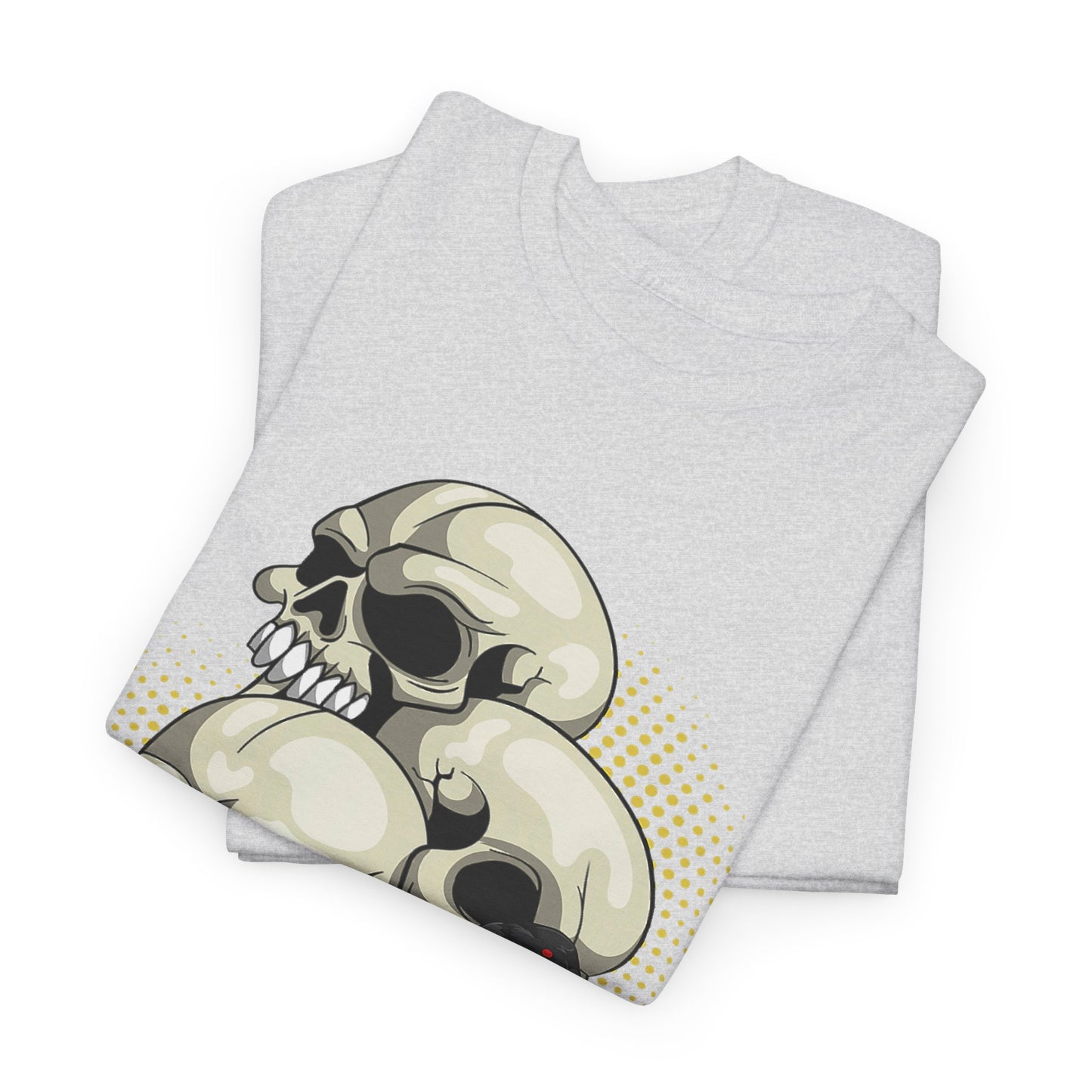 Skull Crow Tee - Unisex Heavy Cotton T-Shirt, Edgy Graphic Shirt, Gothic Style Apparel, Halloween Outfit, Alternative Fashion
