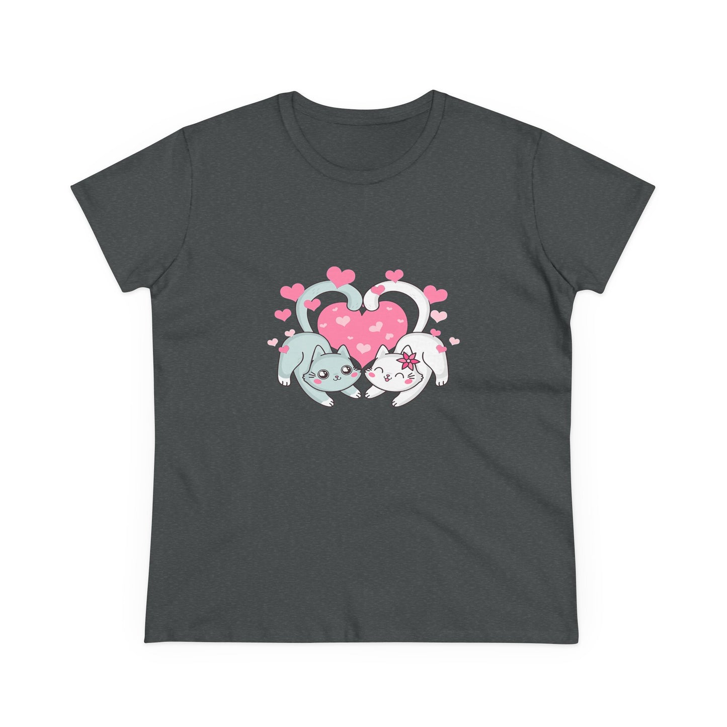 Cute Cat Love Tee for Pet Lovers, Valentine's Day Gift, Women's Casual Cotton T-Shirt, Cat Lover Shirt, Unique Pet Gift