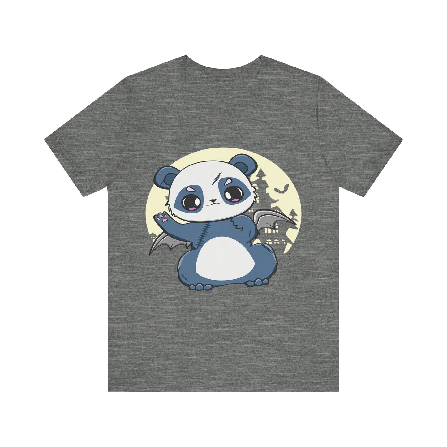 Cute Panda Halloween Tee, Unisex Short Sleeve Shirt, Fun Graphic T-Shirt, Spooky Cute Apparel, Animal Lover Gift