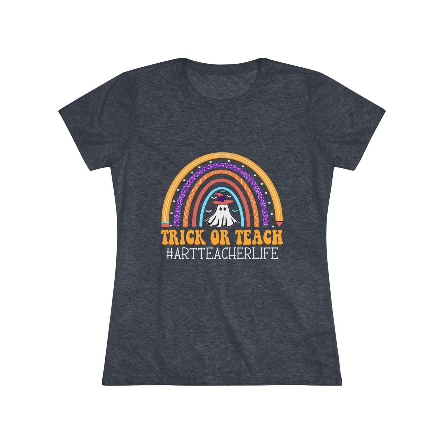 Trick or Teach Rainbow Tee for Women - Fun Halloween Shirt, Gift for Teachers, Fall Fashion, Cute T-Shirt, Casual Wear