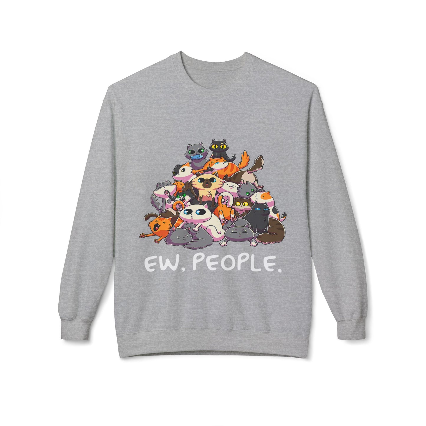 Cute Cat Lover Crewneck Sweatshirt - 'Ew. People.' Funny Gift for Cat Owners, Animal Lovers, Cozy Fashion, Unique Birthday Present