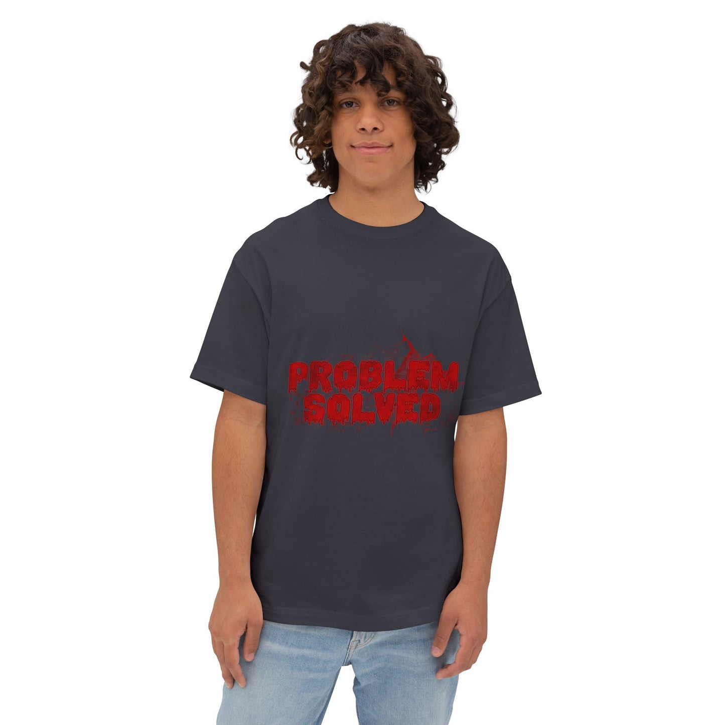 Unisex Boxy Tee - "Problem Solved" Funny Graphic Shirt for Everyday Wear, Gift for Friends, Casual Style, Comfortable Tee, Humor Apparel