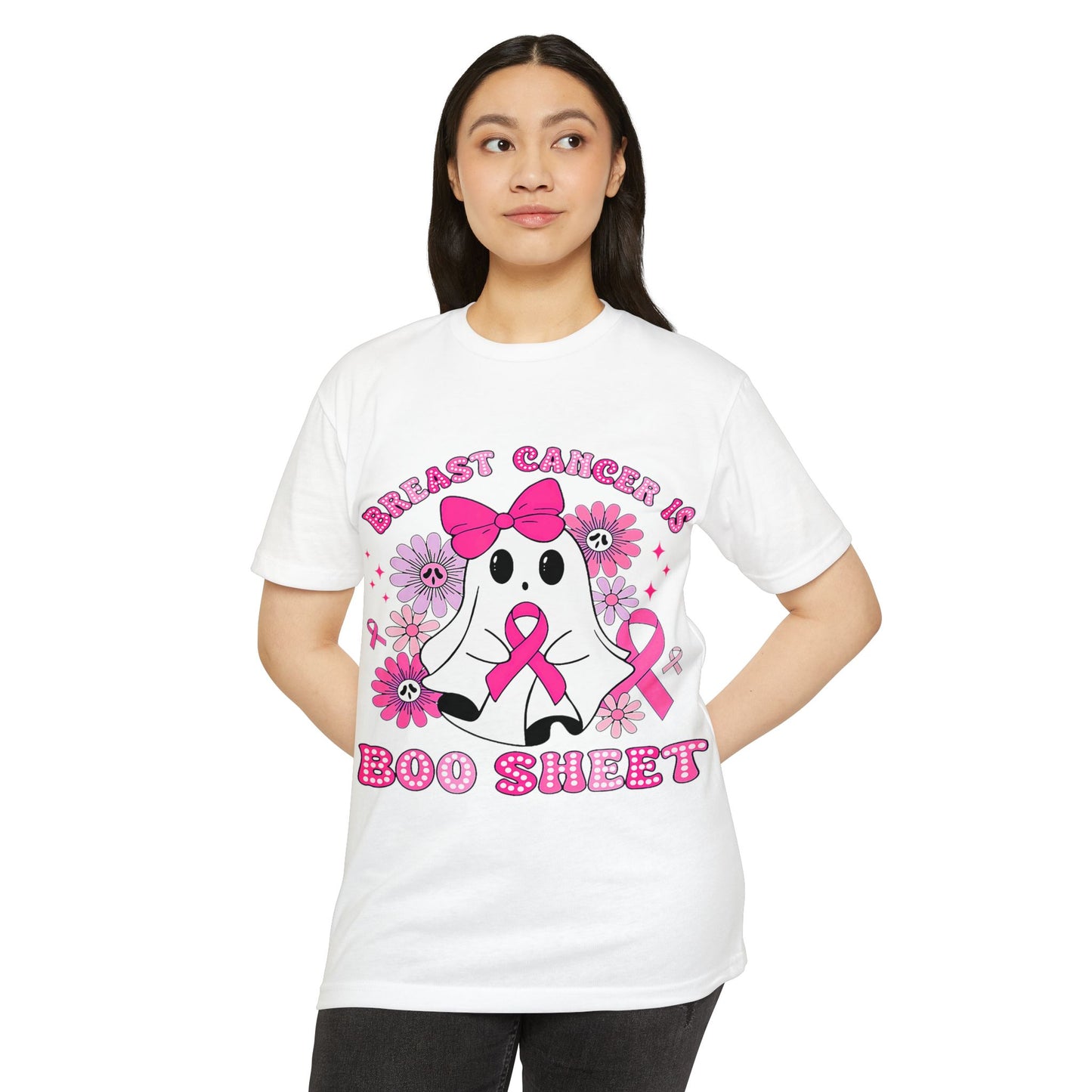 Breast Cancer Awareness Ghost T-Shirt, Unisex Tee, Halloween Shirt, Supportive Apparel, Fundraiser Gear, Boo Sheet Shirt