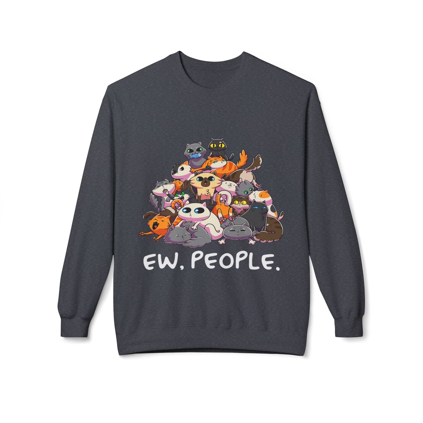 Cute Cat Lover Crewneck Sweatshirt - 'Ew. People.' Funny Gift for Cat Owners, Animal Lovers, Cozy Fashion, Unique Birthday Present