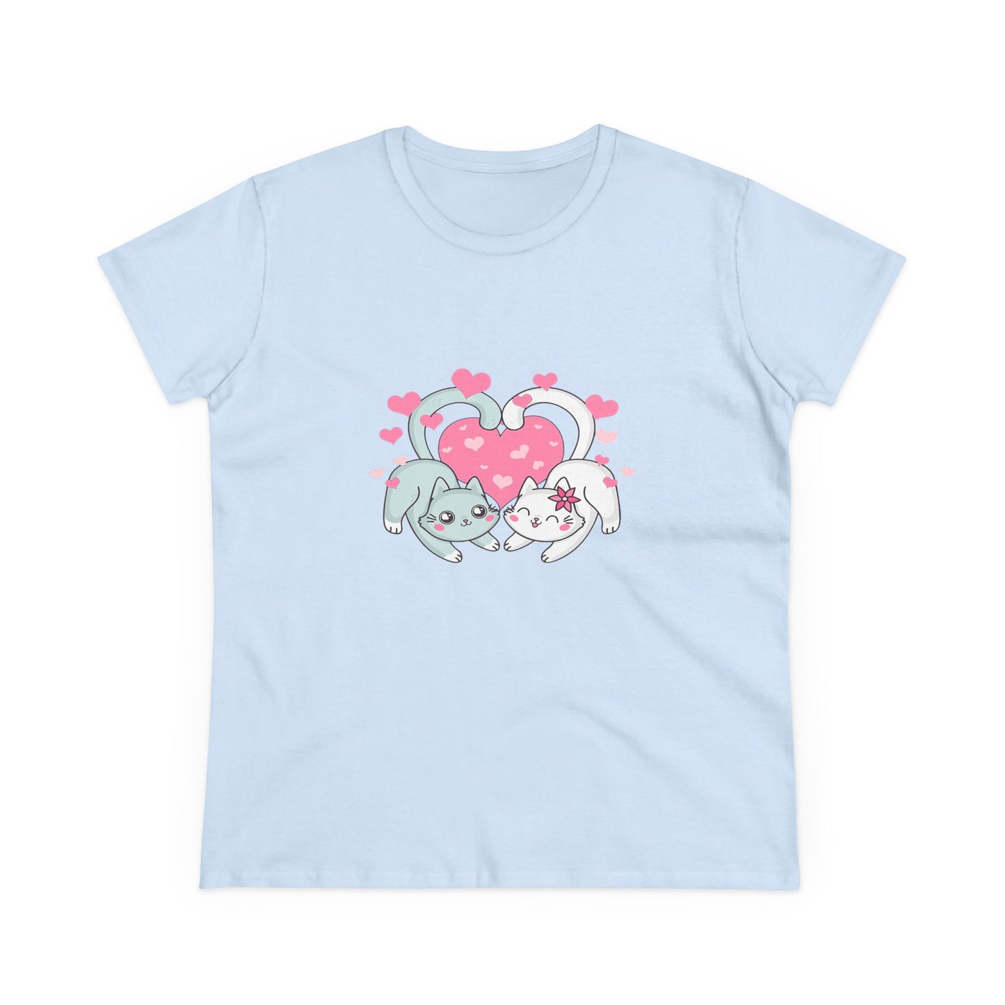 Cute Cat Love Tee for Pet Lovers, Valentine's Day Gift, Women's Casual Cotton T-Shirt, Cat Lover Shirt, Unique Pet Gift