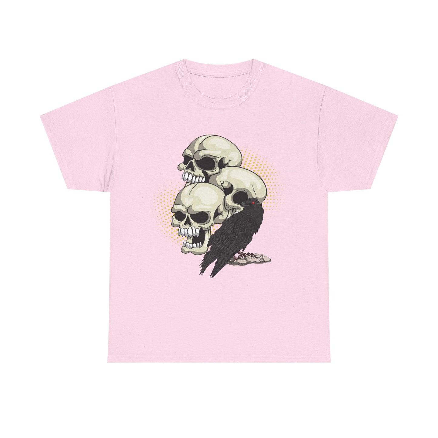Skull Crow Tee - Unisex Heavy Cotton T-Shirt, Edgy Graphic Shirt, Gothic Style Apparel, Halloween Outfit, Alternative Fashion