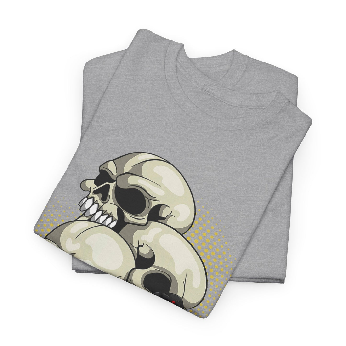 Skull Crow Tee - Unisex Heavy Cotton T-Shirt, Edgy Graphic Shirt, Gothic Style Apparel, Halloween Outfit, Alternative Fashion
