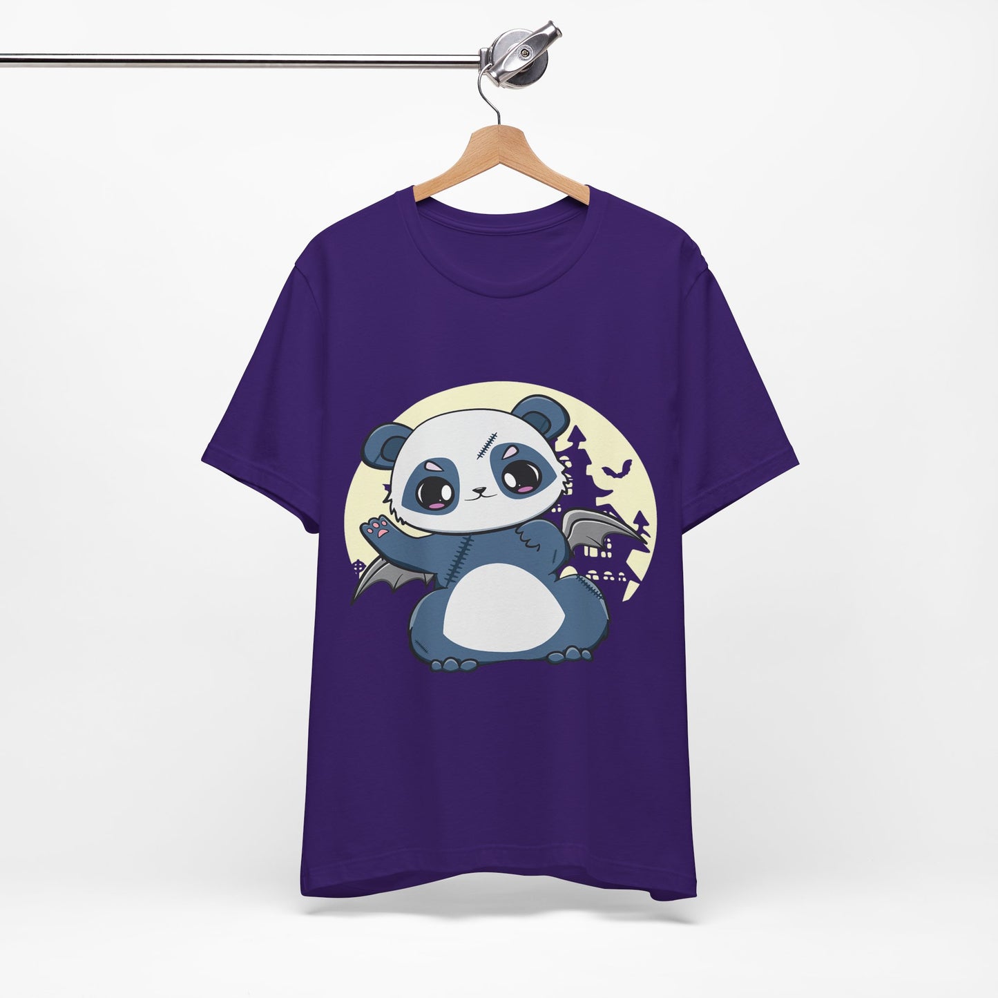 Cute Panda Halloween Tee, Unisex Short Sleeve Shirt, Fun Graphic T-Shirt, Spooky Cute Apparel, Animal Lover Gift