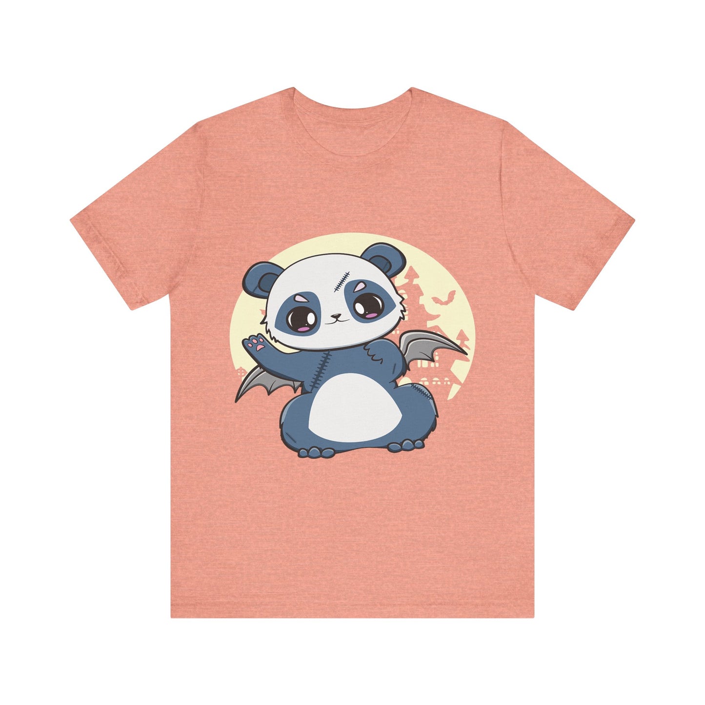 Cute Panda Halloween Tee, Unisex Short Sleeve Shirt, Fun Graphic T-Shirt, Spooky Cute Apparel, Animal Lover Gift