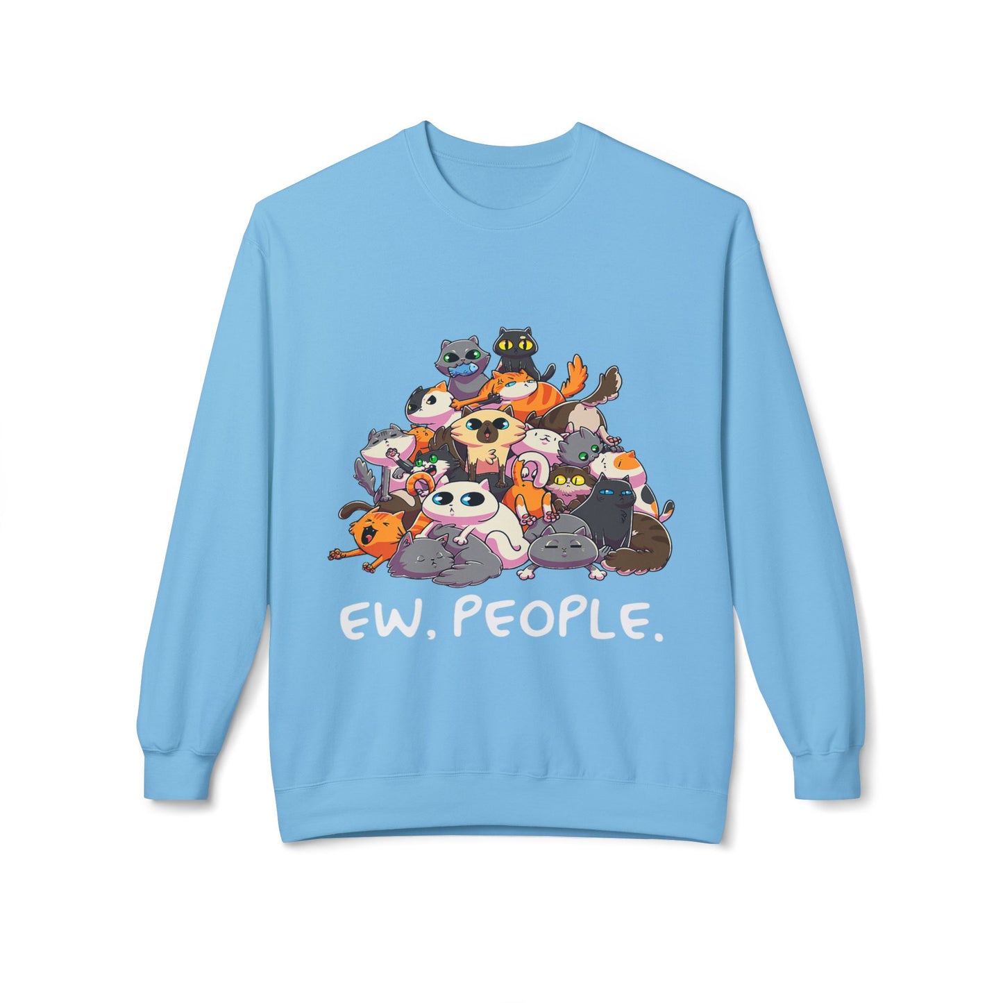 Cute Cat Lover Crewneck Sweatshirt - 'Ew. People.' Funny Gift for Cat Owners, Animal Lovers, Cozy Fashion, Unique Birthday Present