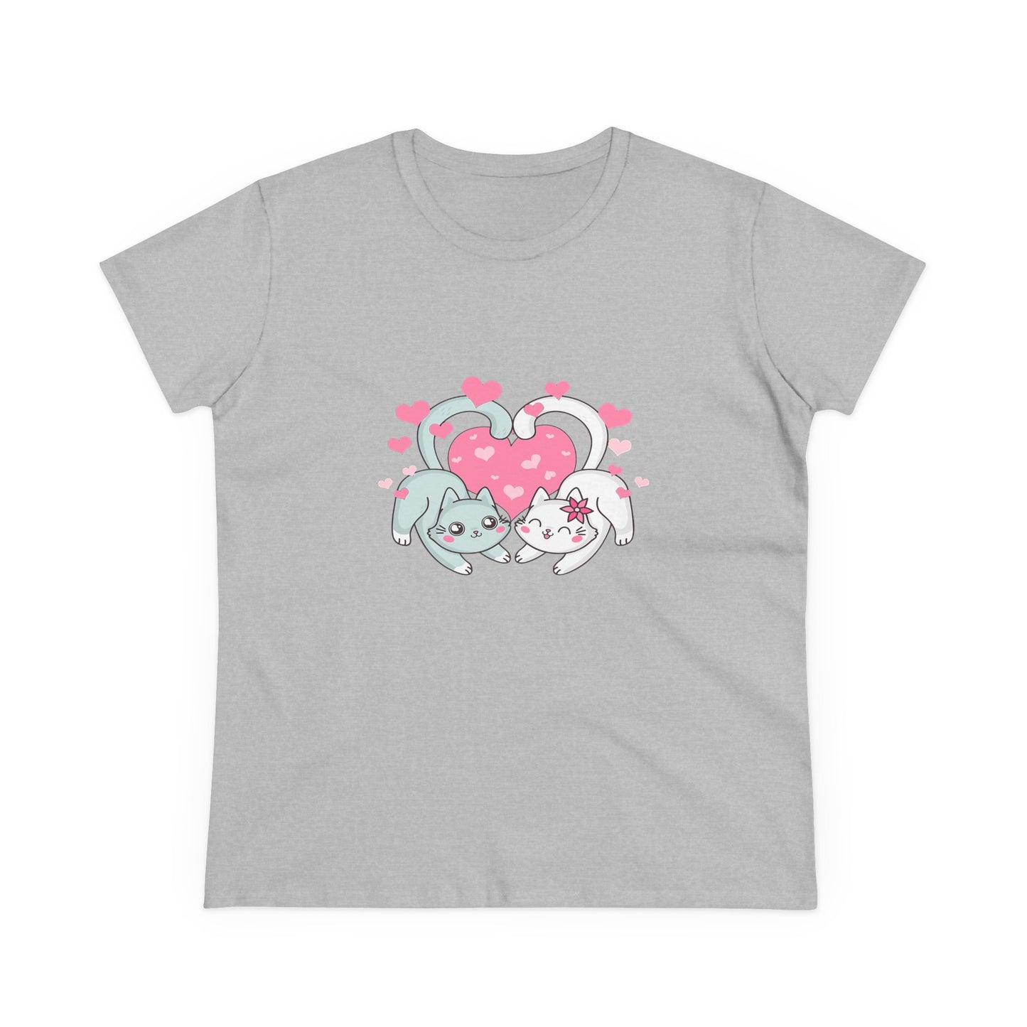 Cute Cat Love Tee for Pet Lovers, Valentine's Day Gift, Women's Casual Cotton T-Shirt, Cat Lover Shirt, Unique Pet Gift