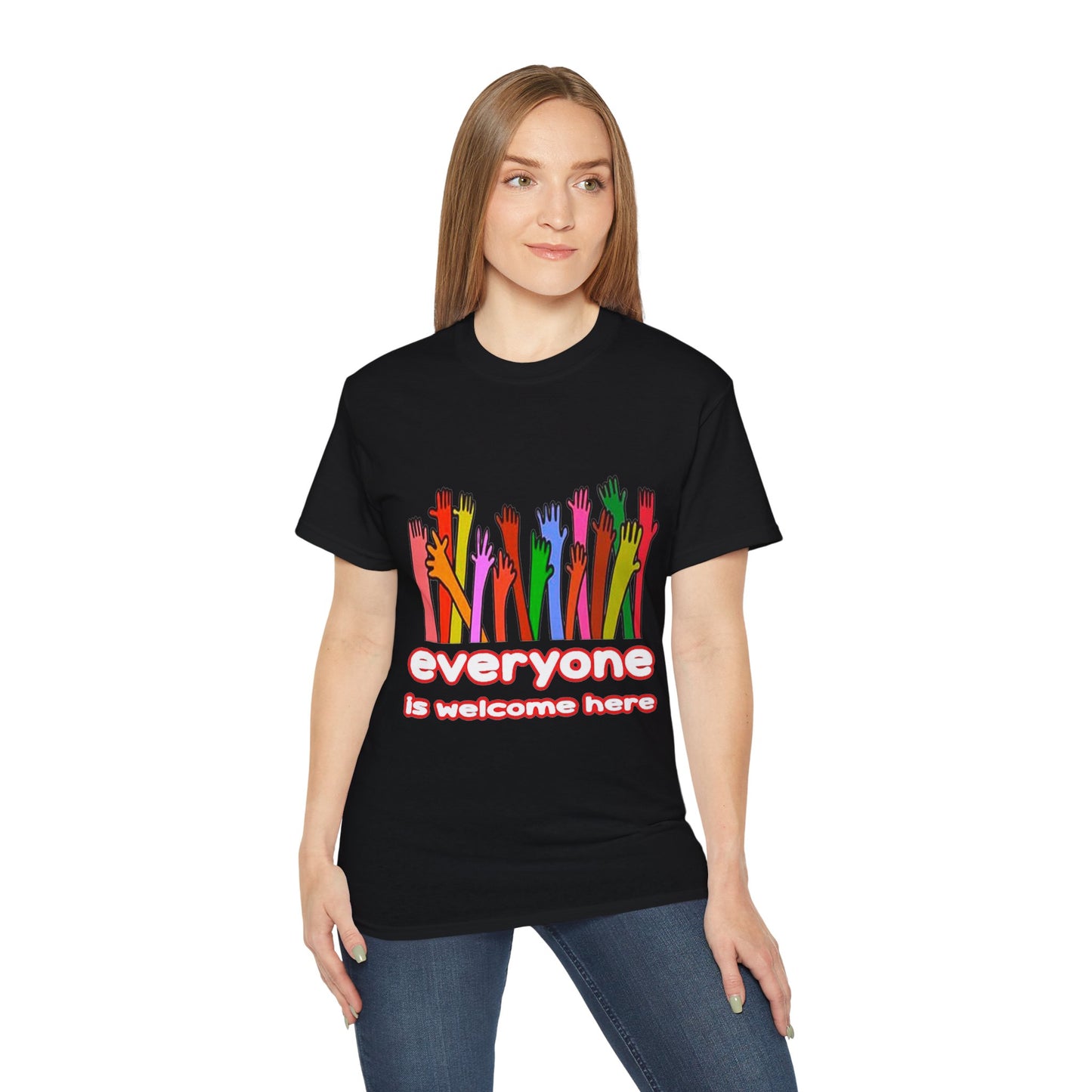 Inclusive Vibes Tee, Everyone is Welcome Here T-Shirt, Unity Tee, Proud Ally Shirt, Colorful Art Tee, Comfortable Cotton T-Shirt