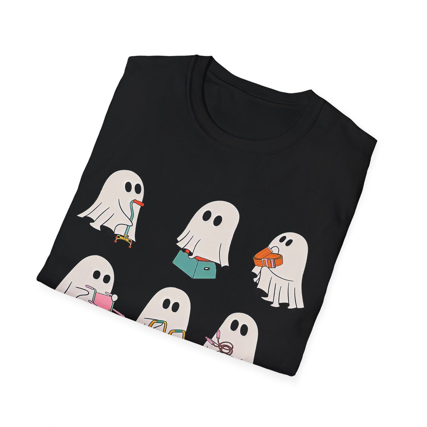 Cute Ghost Activities Unisex Softstyle T-Shirt, Halloween Shirt, Holiday Tee, Ghost Lover Gift, Casual Wear, Spooky Style