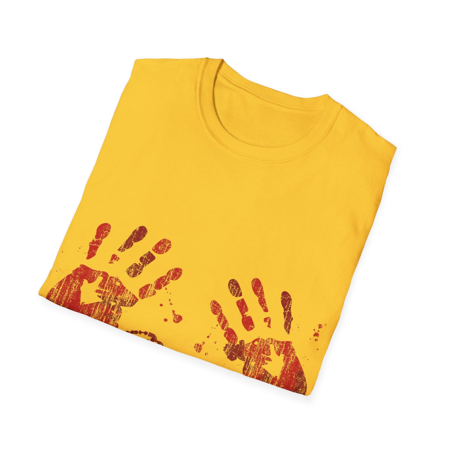 Bloody Handprints Unisex T-Shirt, Halloween Costume Tee, Spooky Graphic Shirt, Horror Movie Apparel, Gore T-Shirt