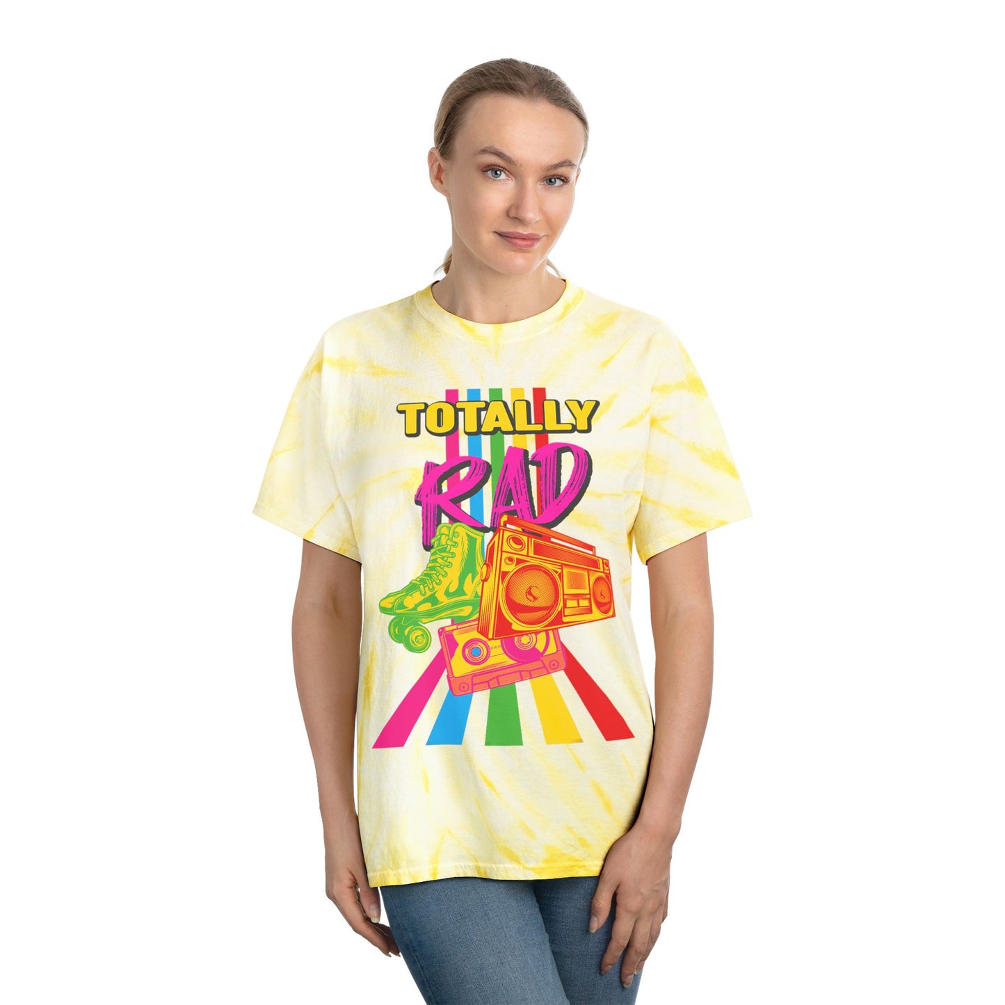 Totally Rad Tie-Dye Tee | Retro 80s Vibe Shirt | Perfect for Summer Festivals, Casual Outfits, Skate Culture, Unique Gift Idea