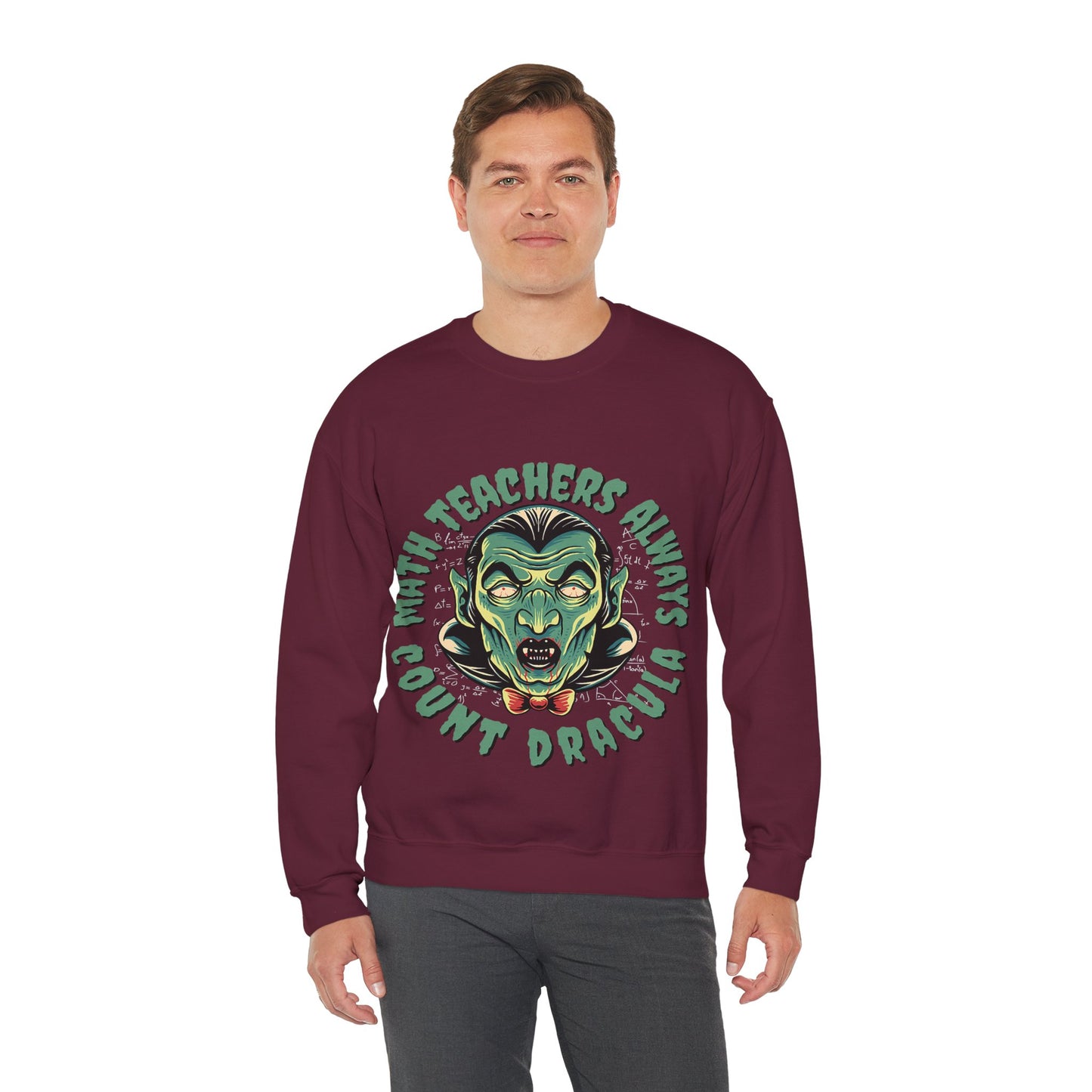 Halloween Count Dracula Sweatshirt, Unisex Crewneck for Teachers, Spooky Gift Idea, Fall Fashion, Halloween Costume