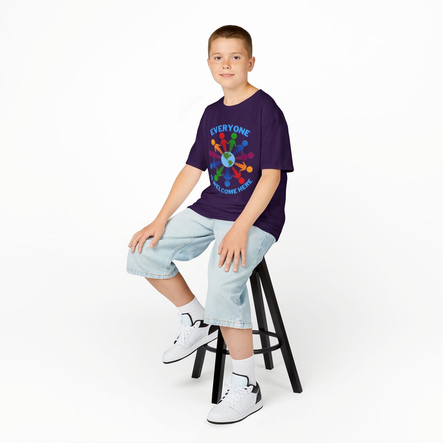 Inclusive Kids Tee - Everyone is Welcome Here, Rainbow T-Shirt, Kids Equality Wear, Unity Apparel, Diversity Gift, Positive Message Top