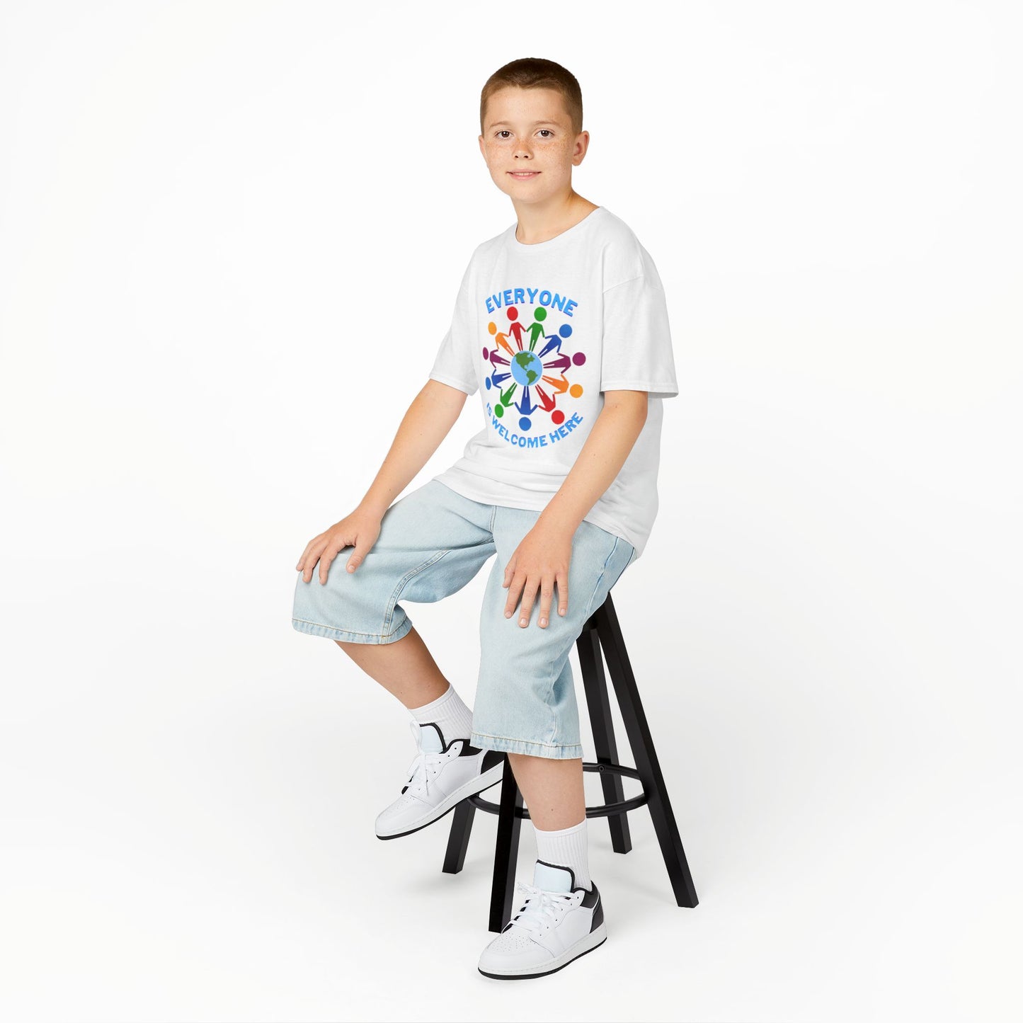 Inclusive Kids Tee - Everyone is Welcome Here, Rainbow T-Shirt, Kids Equality Wear, Unity Apparel, Diversity Gift, Positive Message Top