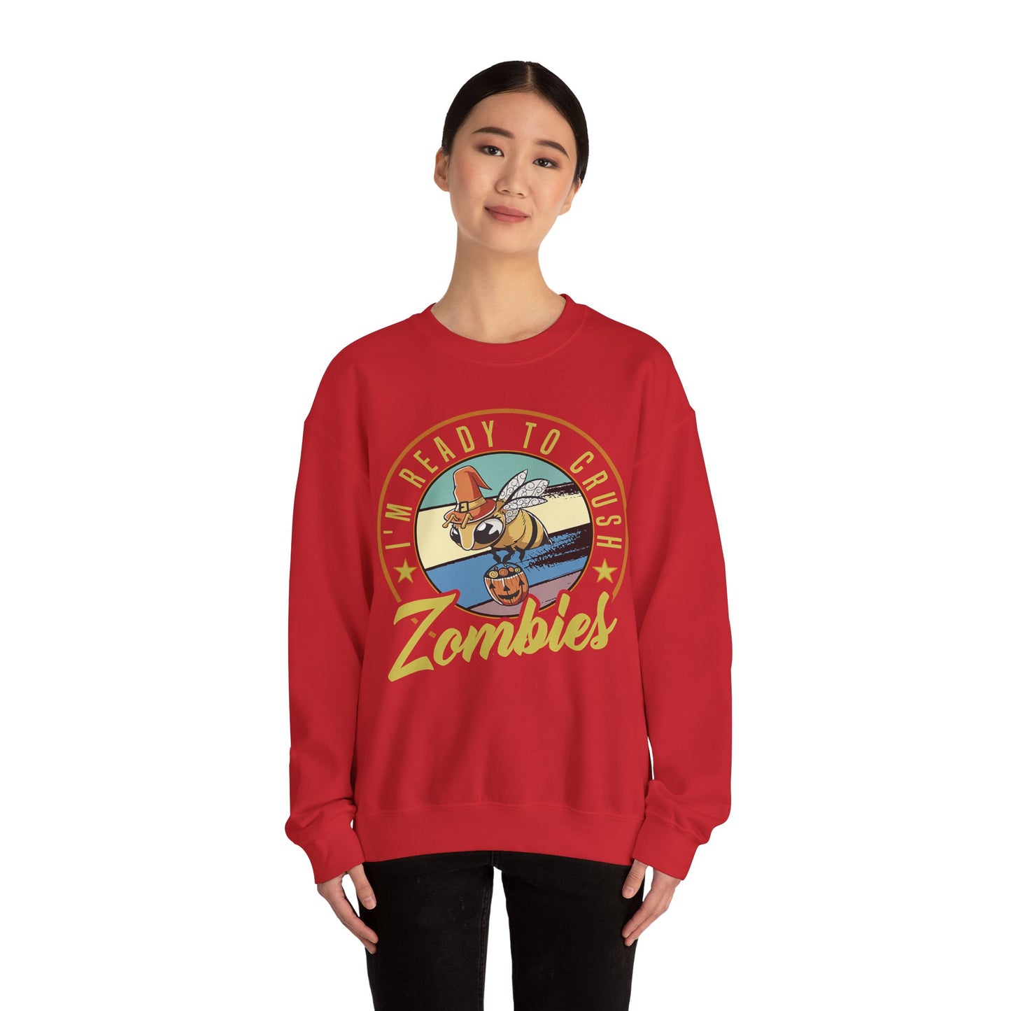 Zombie-Themed Crewneck Sweatshirt - Funny Halloween Gift for Friends, Casual Wear, Cozy Style, Unisex Apparel, Fall Fashion