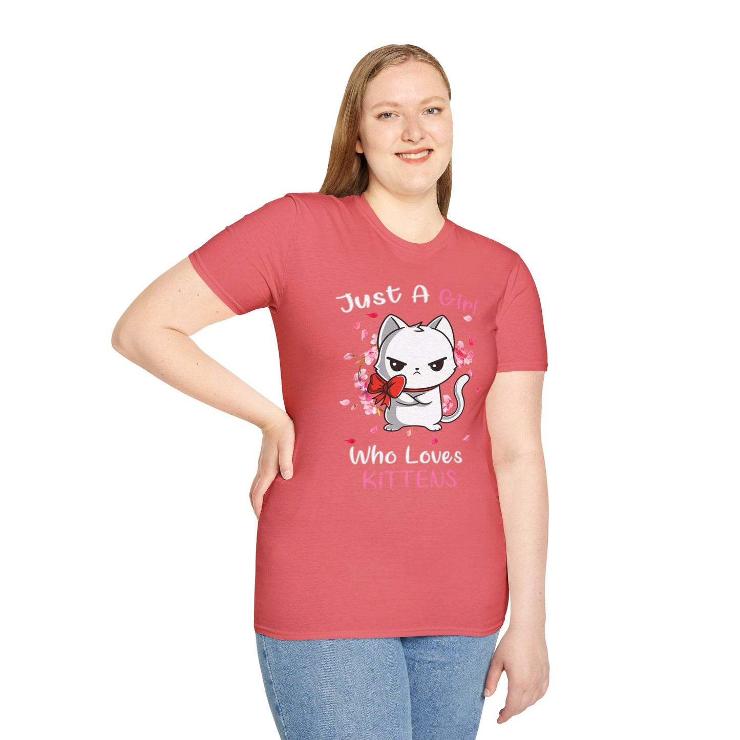 Cute Kittens Graphic Tee, Unisex Softstyle T-Shirt for Cat Lovers, Gift for Birthdays, Valentine's Day, Casual Wear, Animal Lovers