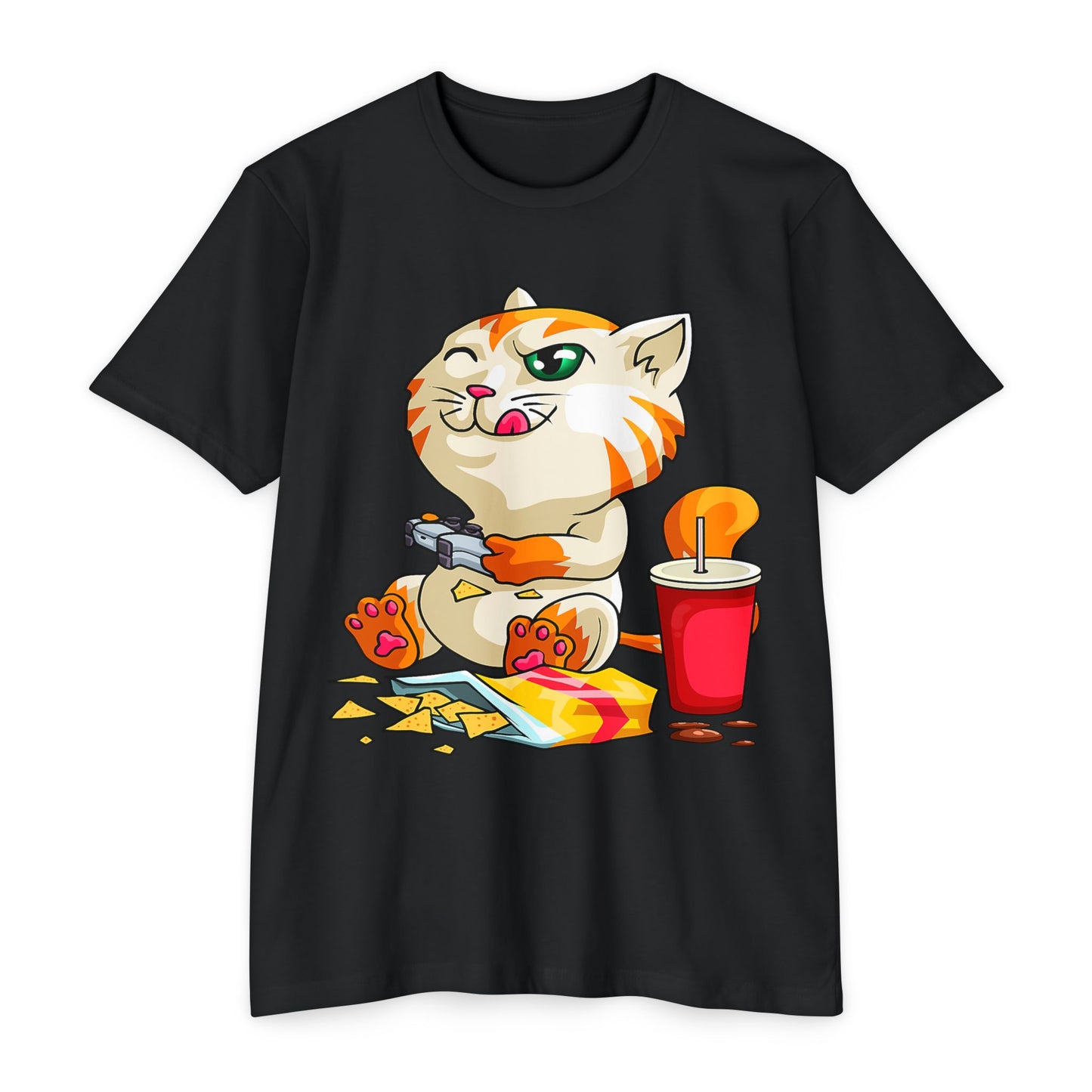 Playful Cat Gamer T-Shirt | Cute Cat Graphic Tee for Cat Lovers, Gifts for Gamers, Fun Casual Wear, Cool Animal Shirt, Unique Gift Idea