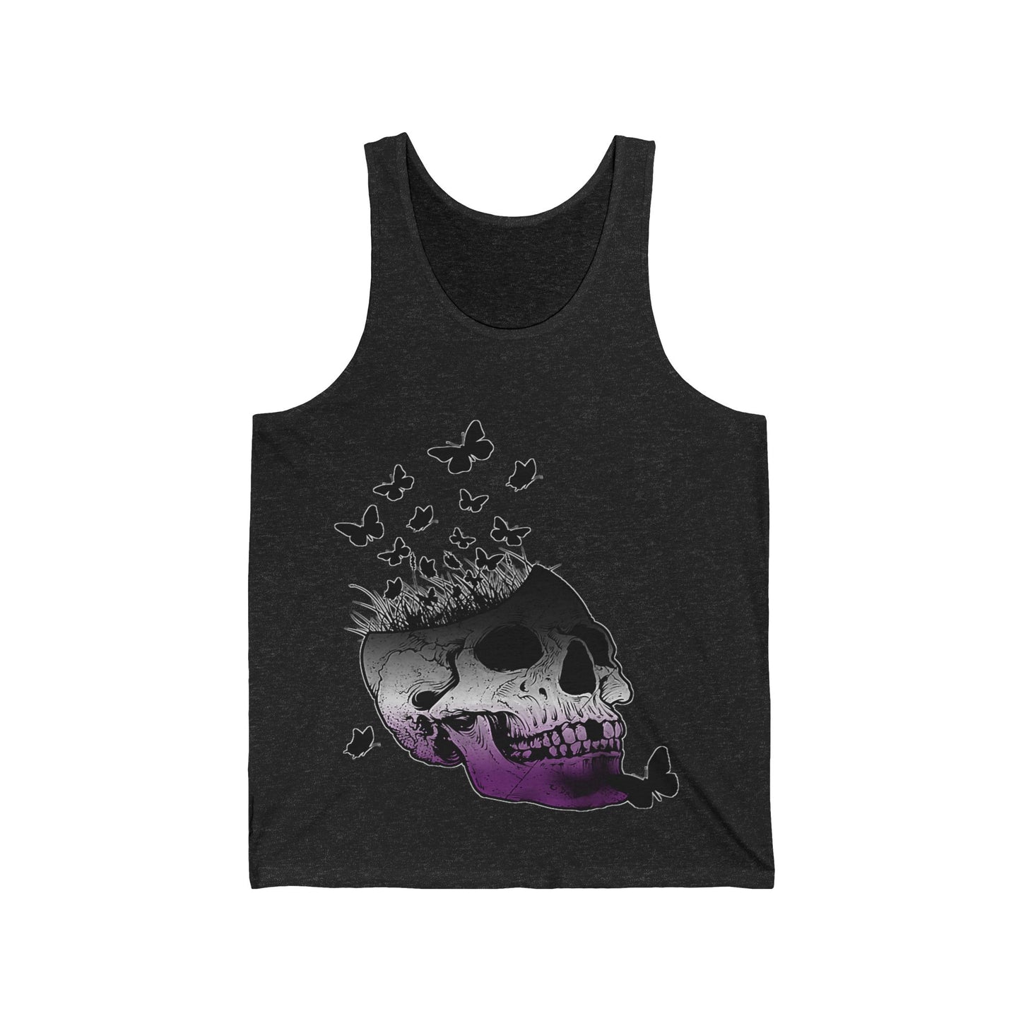Gothic Butterfly Skull Tank, Unisex Jersey Tank Top, Edgy Summer Fashion, Casual Wear, Halloween Outfit, Unique Gift