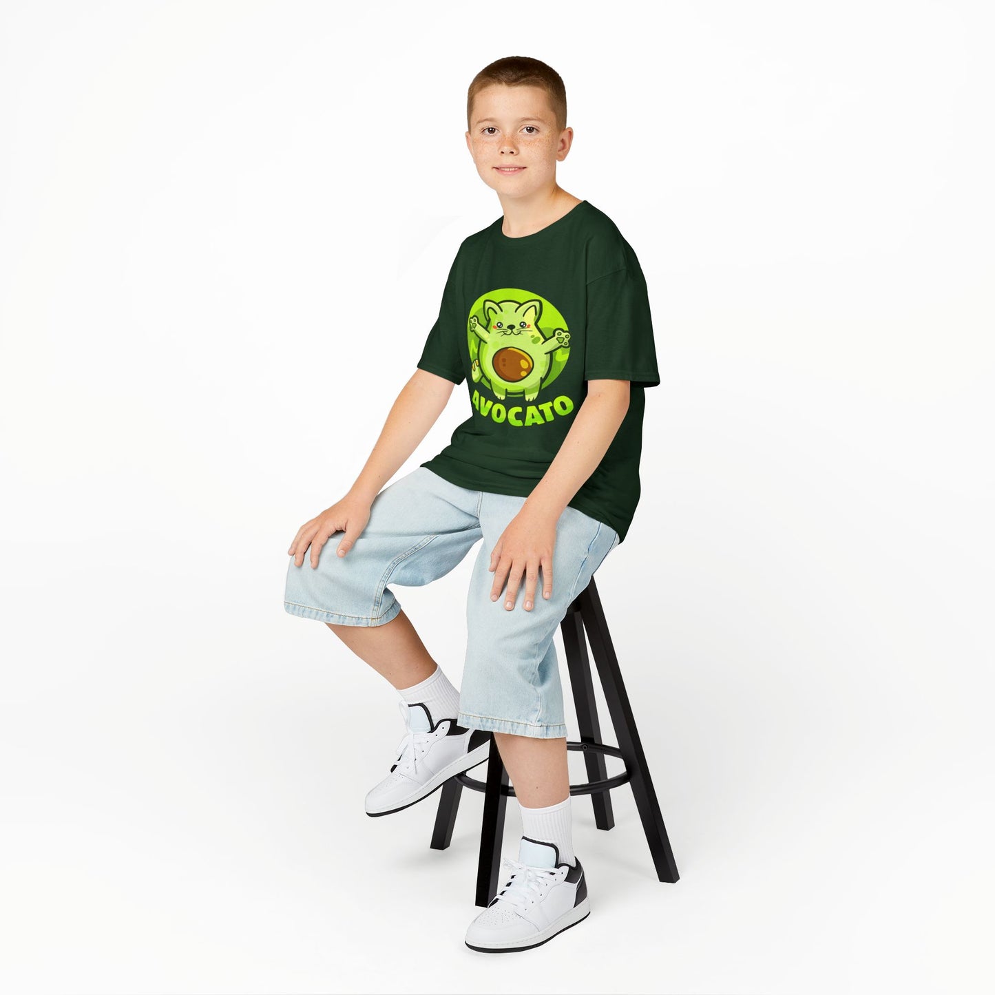 Cute Avocado Cat Kids Tee, Fun T-Shirt for Kids, Avocado Lover Gift, Playful Graphic Shirt, Birthday Party Outfit