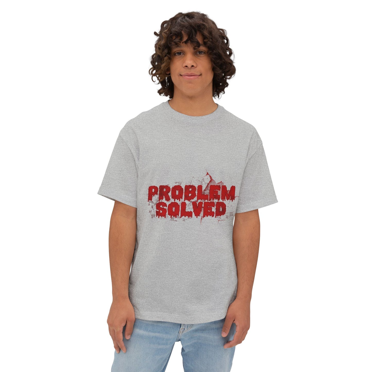 Unisex Boxy Tee - "Problem Solved" Funny Graphic Shirt for Everyday Wear, Gift for Friends, Casual Style, Comfortable Tee, Humor Apparel
