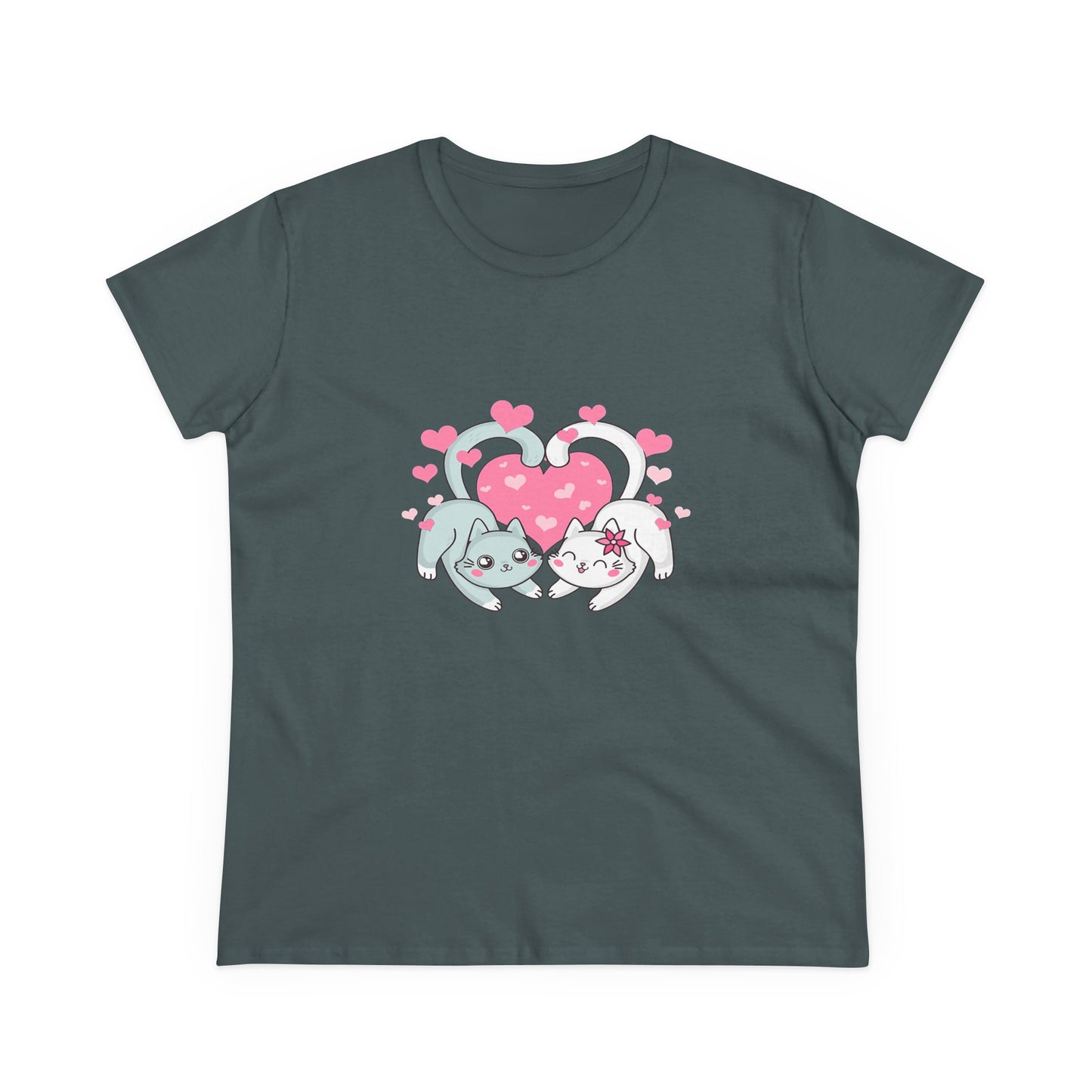 Cute Cat Love Tee for Pet Lovers, Valentine's Day Gift, Women's Casual Cotton T-Shirt, Cat Lover Shirt, Unique Pet Gift