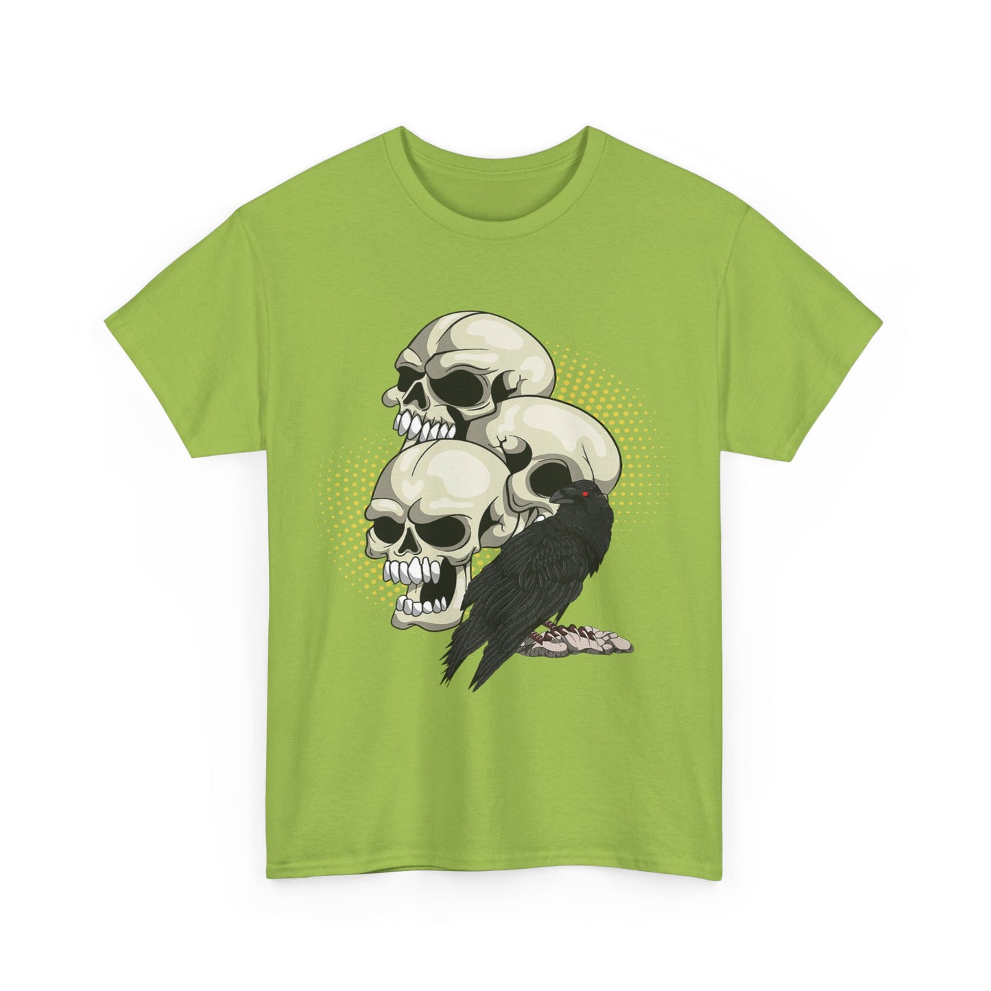 Skull Crow Tee - Unisex Heavy Cotton T-Shirt, Edgy Graphic Shirt, Gothic Style Apparel, Halloween Outfit, Alternative Fashion