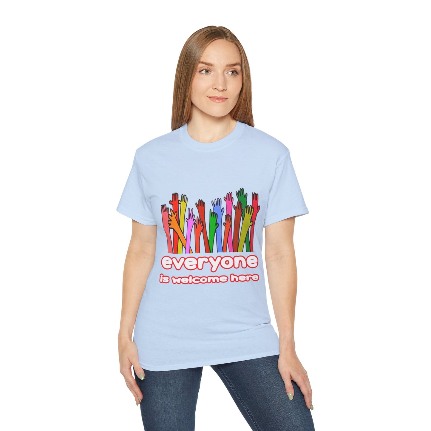Inclusive Vibes Tee, Everyone is Welcome Here T-Shirt, Unity Tee, Proud Ally Shirt, Colorful Art Tee, Comfortable Cotton T-Shirt