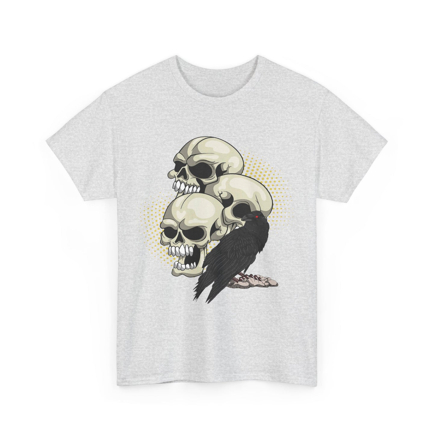 Skull Crow Tee - Unisex Heavy Cotton T-Shirt, Edgy Graphic Shirt, Gothic Style Apparel, Halloween Outfit, Alternative Fashion