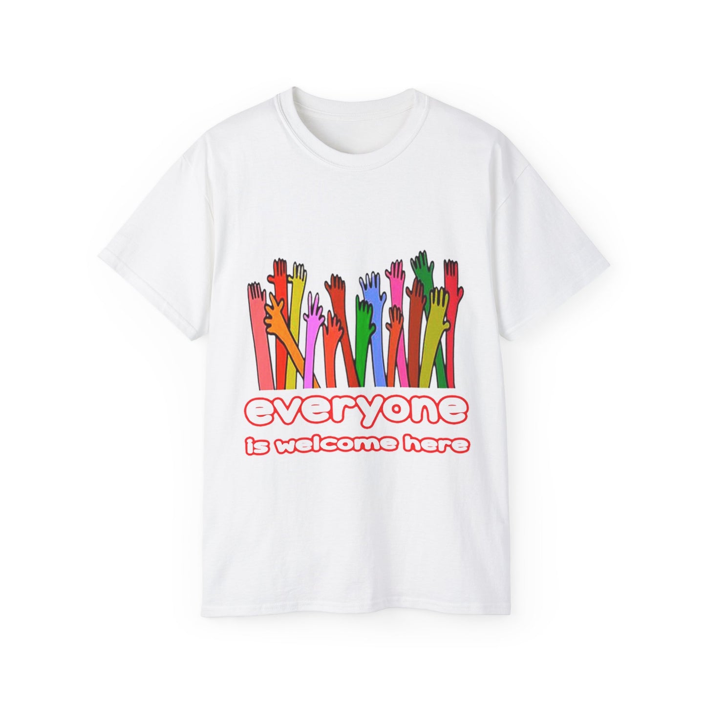 Inclusive Vibes Tee, Everyone is Welcome Here T-Shirt, Unity Tee, Proud Ally Shirt, Colorful Art Tee, Comfortable Cotton T-Shirt