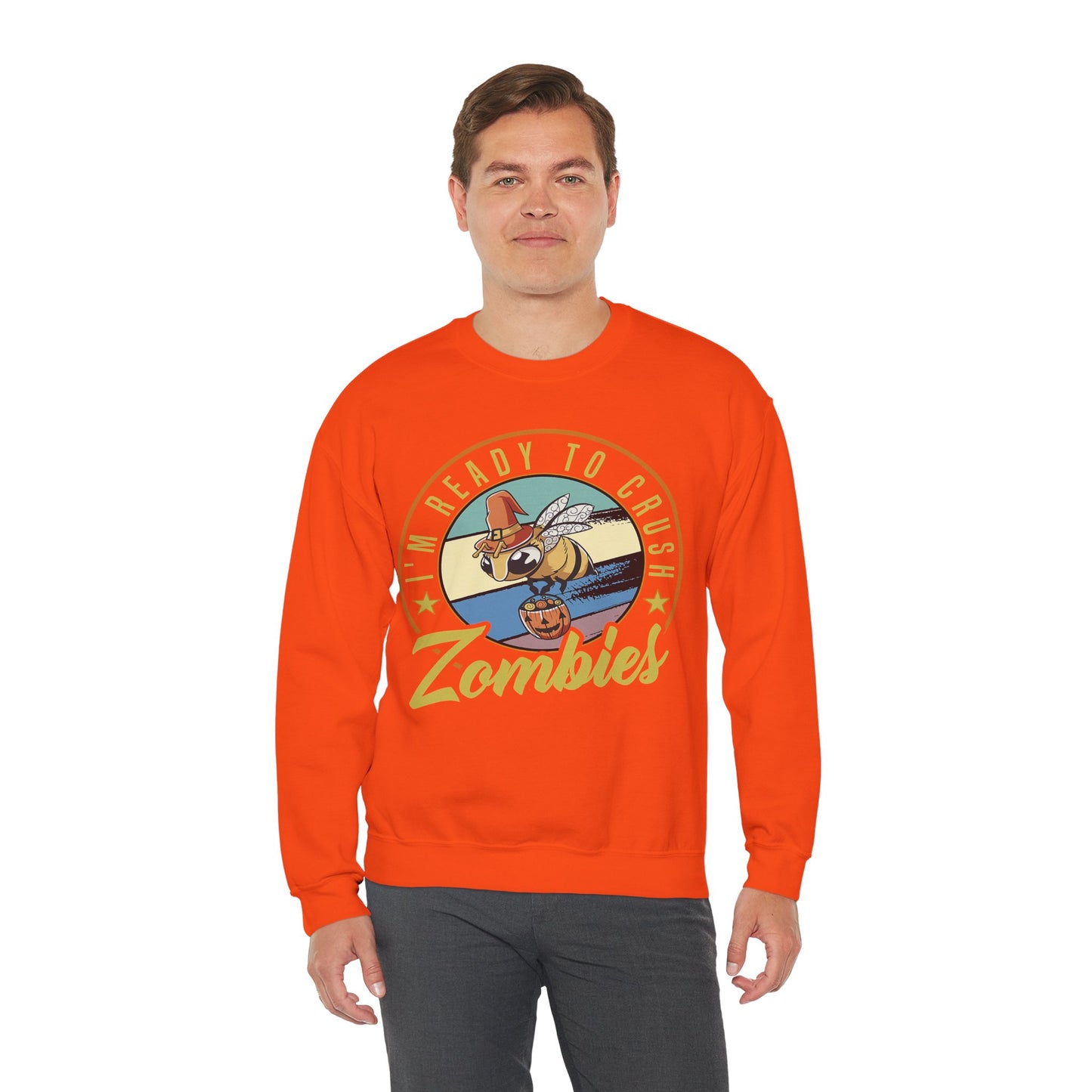 Zombie-Themed Crewneck Sweatshirt - Funny Halloween Gift for Friends, Casual Wear, Cozy Style, Unisex Apparel, Fall Fashion