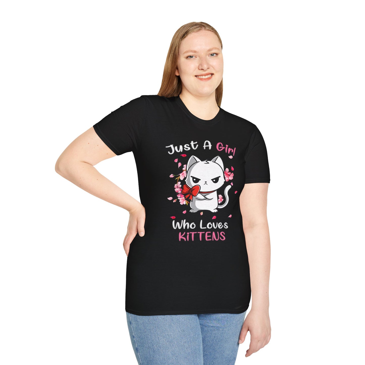 Cute Kittens Graphic Tee, Unisex Softstyle T-Shirt for Cat Lovers, Gift for Birthdays, Valentine's Day, Casual Wear, Animal Lovers