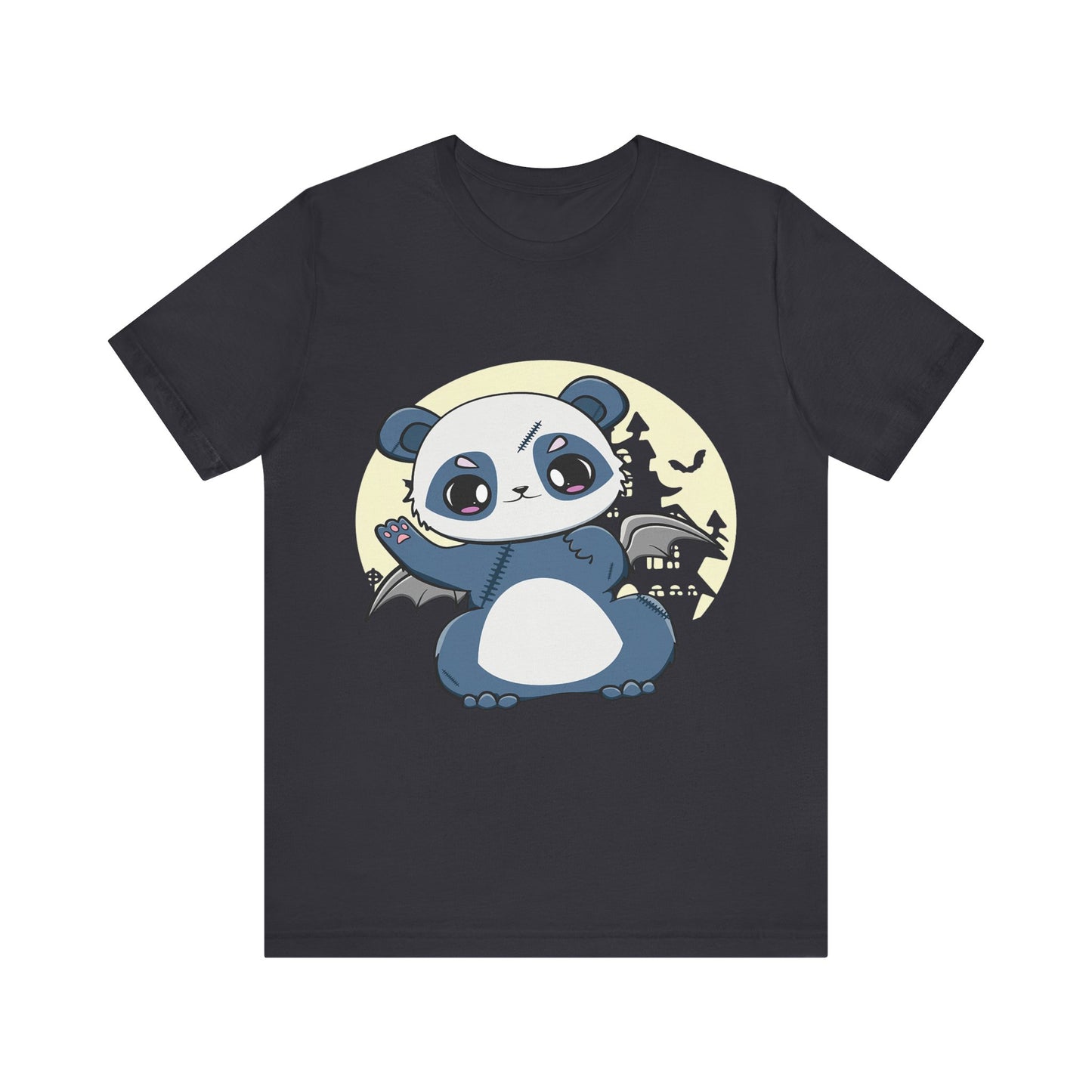 Cute Panda Halloween Tee, Unisex Short Sleeve Shirt, Fun Graphic T-Shirt, Spooky Cute Apparel, Animal Lover Gift