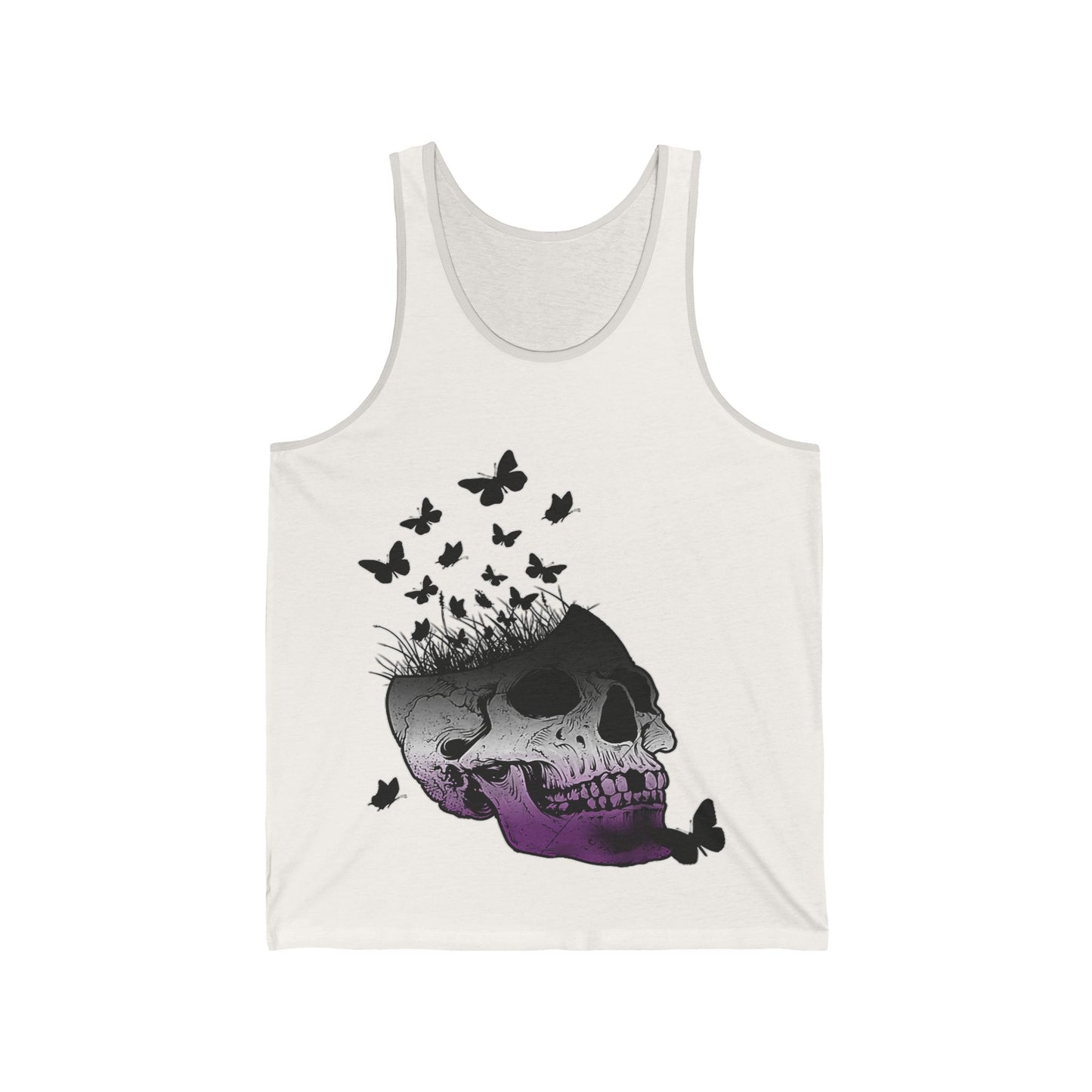 Gothic Butterfly Skull Tank, Unisex Jersey Tank Top, Edgy Summer Fashion, Casual Wear, Halloween Outfit, Unique Gift