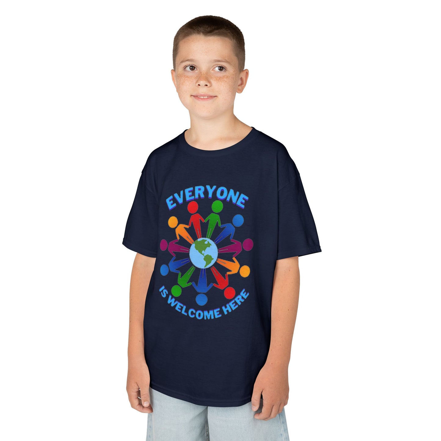 Inclusive Kids Tee - Everyone is Welcome Here, Rainbow T-Shirt, Kids Equality Wear, Unity Apparel, Diversity Gift, Positive Message Top