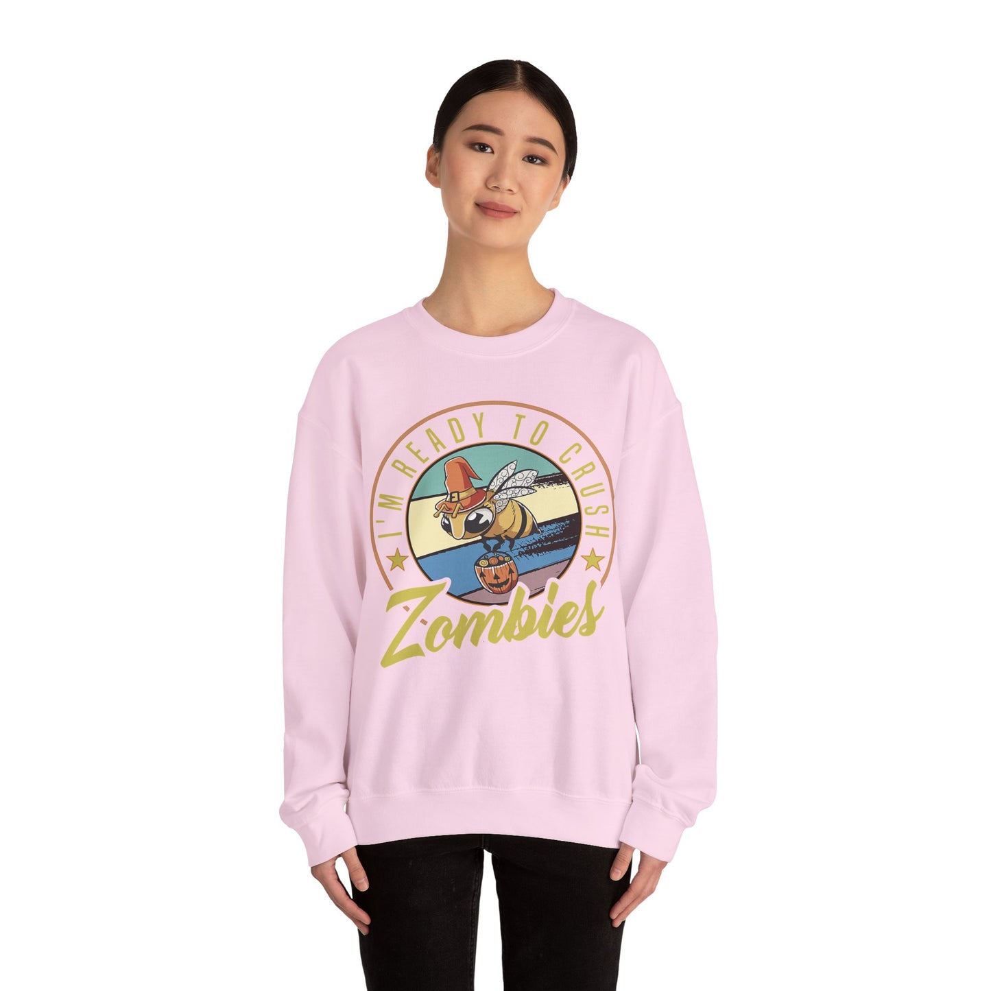 Zombie-Themed Crewneck Sweatshirt - Funny Halloween Gift for Friends, Casual Wear, Cozy Style, Unisex Apparel, Fall Fashion