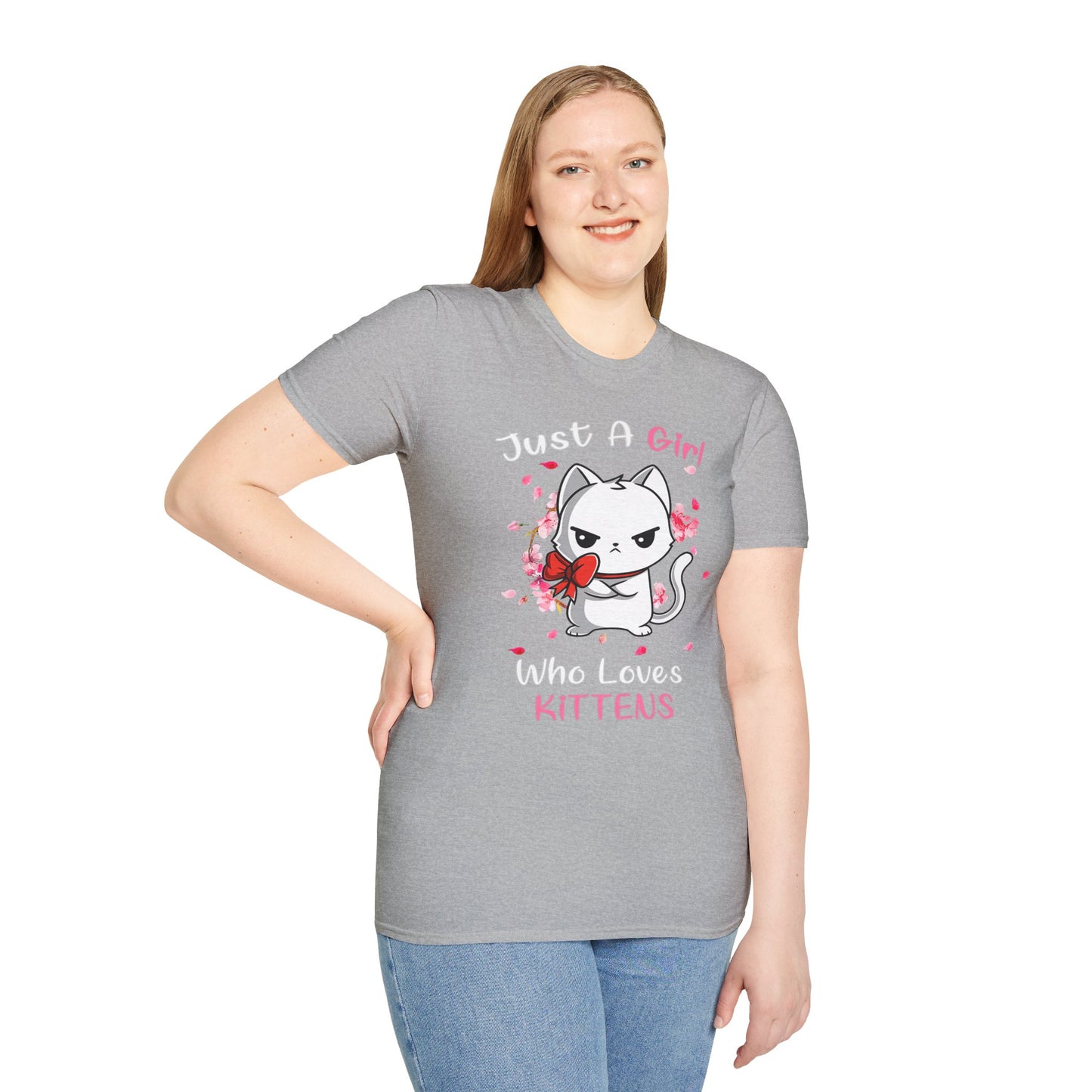 Cute Kittens Graphic Tee, Unisex Softstyle T-Shirt for Cat Lovers, Gift for Birthdays, Valentine's Day, Casual Wear, Animal Lovers