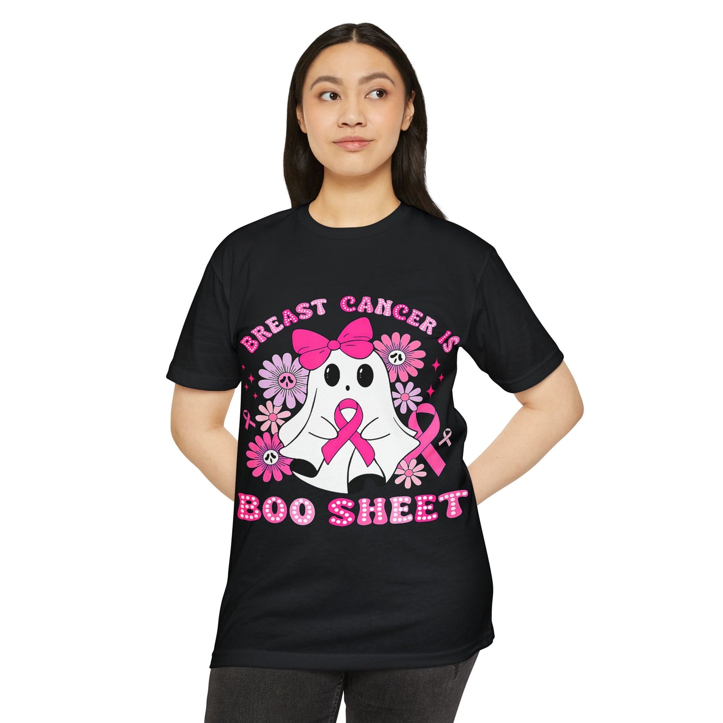 Breast Cancer Awareness Ghost T-Shirt, Unisex Tee, Halloween Shirt, Supportive Apparel, Fundraiser Gear, Boo Sheet Shirt