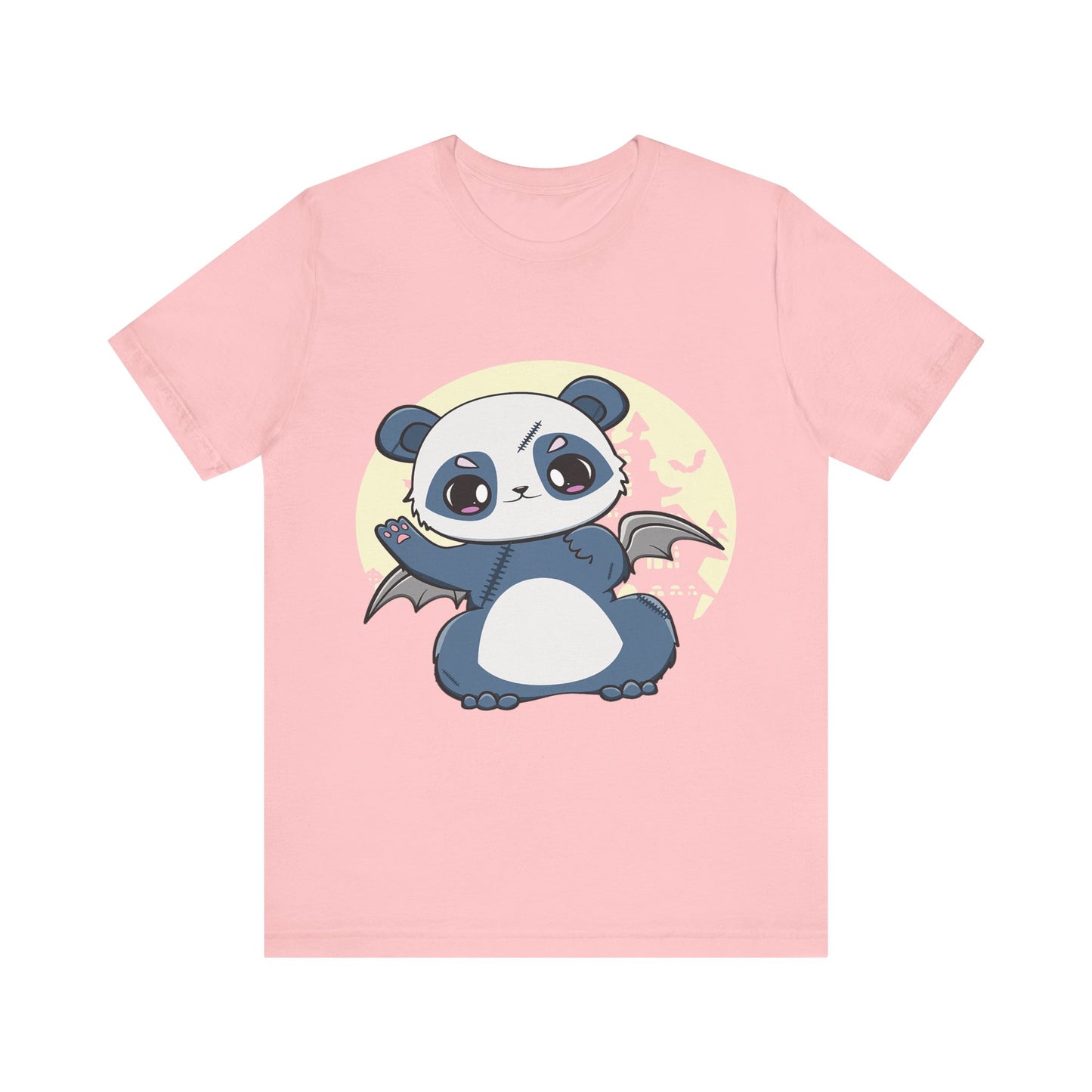 Cute Panda Halloween Tee, Unisex Short Sleeve Shirt, Fun Graphic T-Shirt, Spooky Cute Apparel, Animal Lover Gift