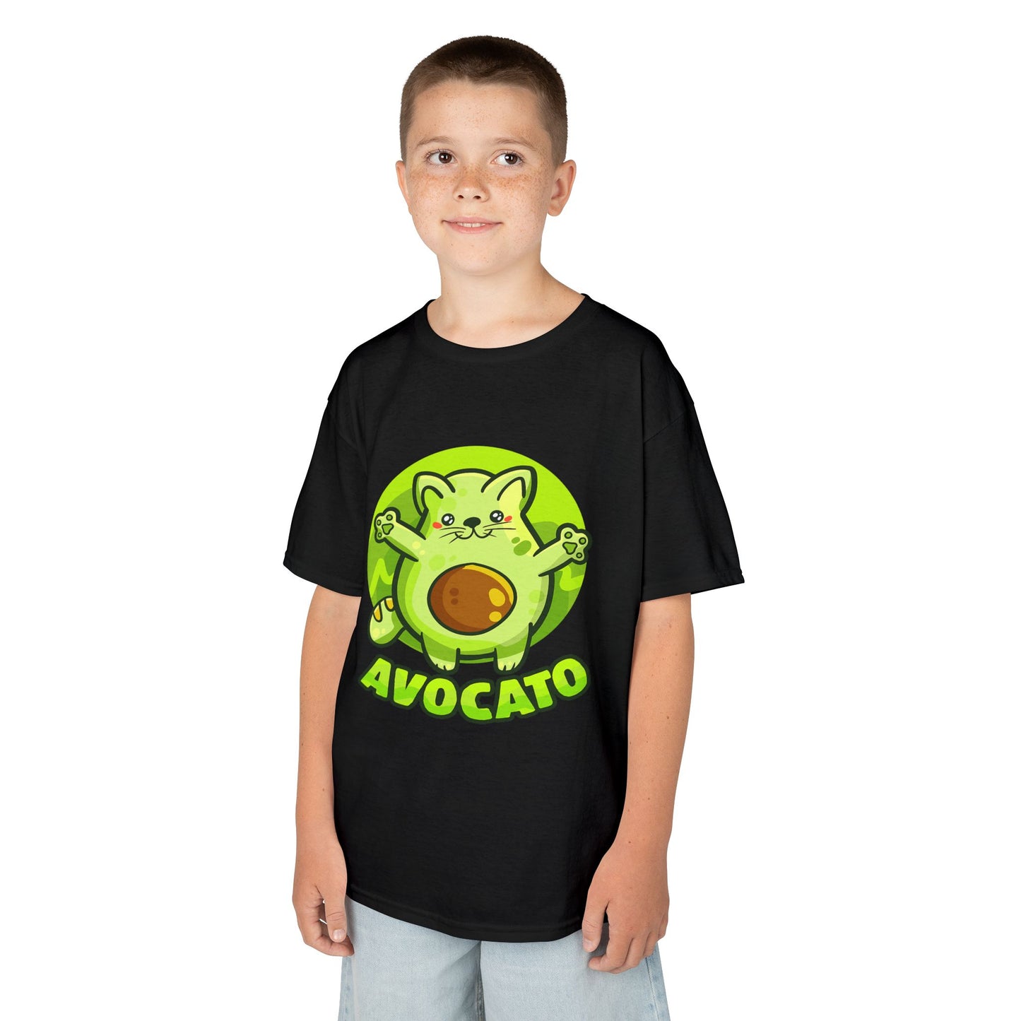 Cute Avocado Cat Kids Tee, Fun T-Shirt for Kids, Avocado Lover Gift, Playful Graphic Shirt, Birthday Party Outfit