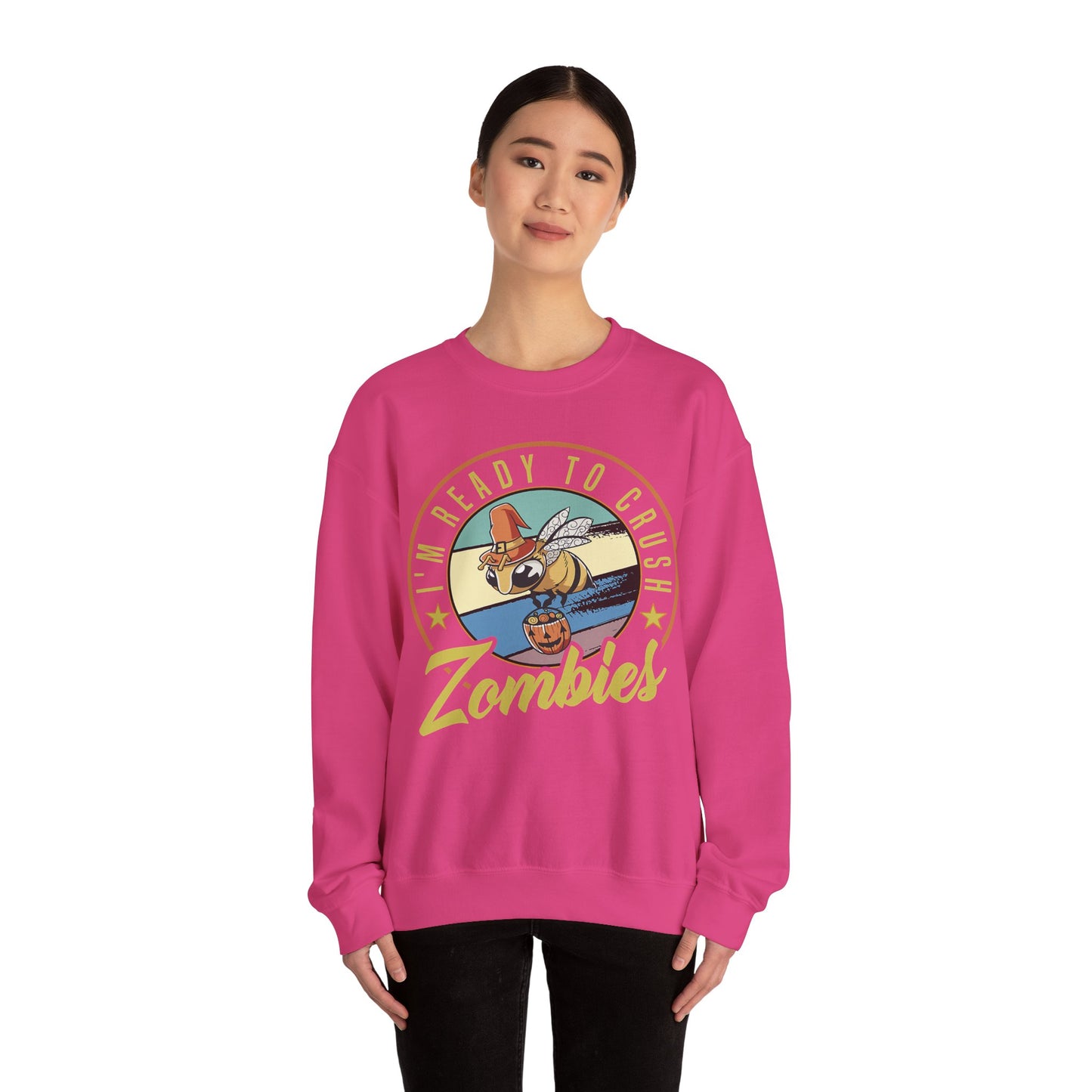 Zombie-Themed Crewneck Sweatshirt - Funny Halloween Gift for Friends, Casual Wear, Cozy Style, Unisex Apparel, Fall Fashion